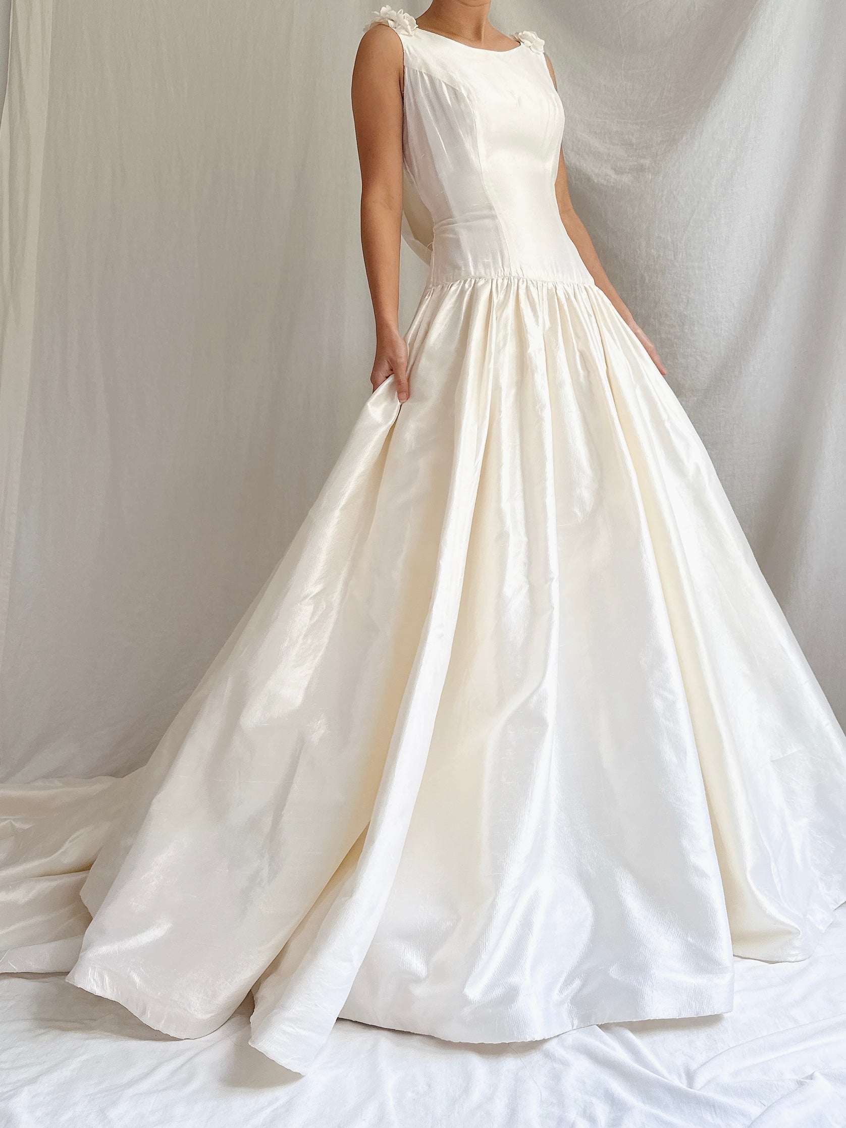Vintage Silk Boatneck Gown - S/M