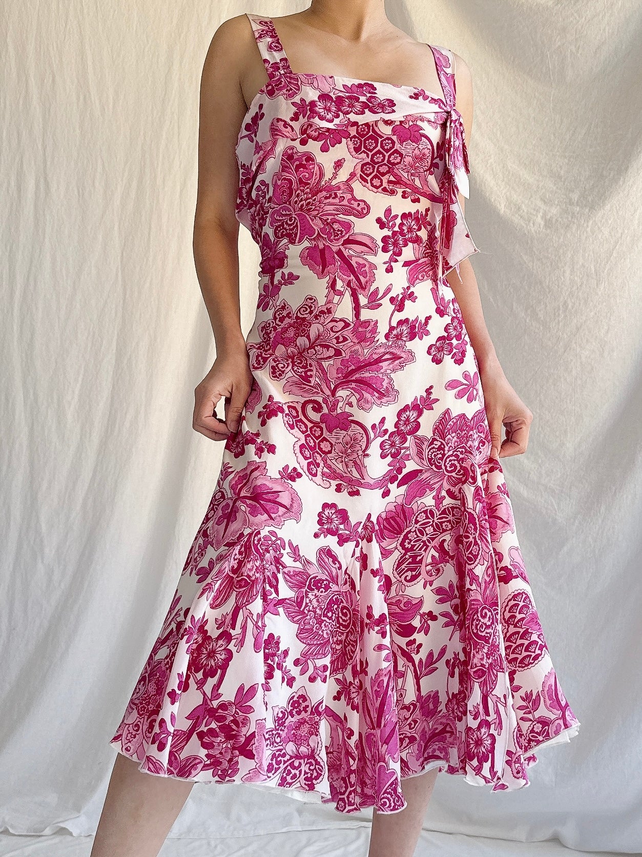 Vintage Silk Paule Vasseur Floral Dress - M/44