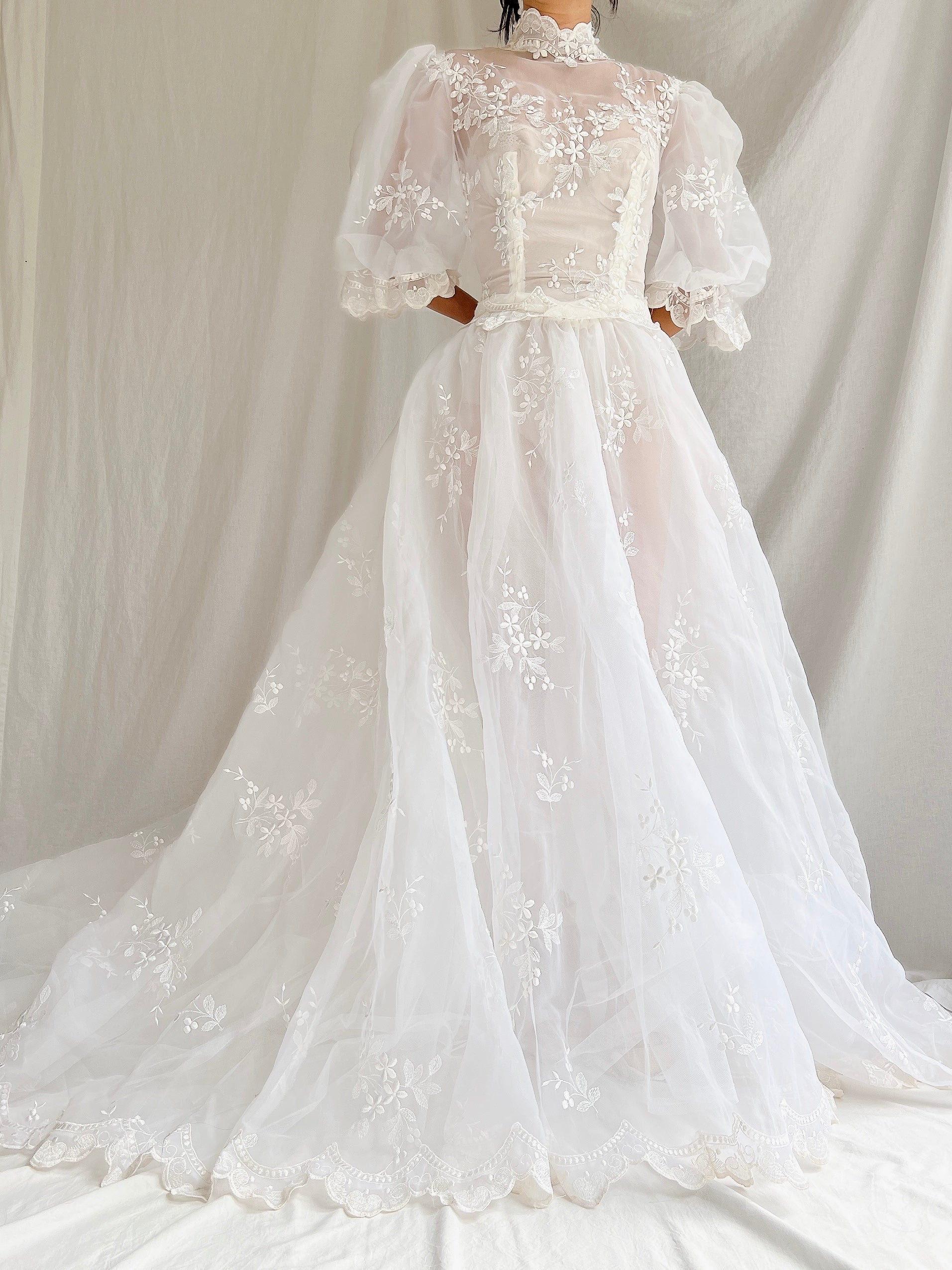 sheer puff sleeve dress Semi-Sheer Puff-Sleeve Mini Dress