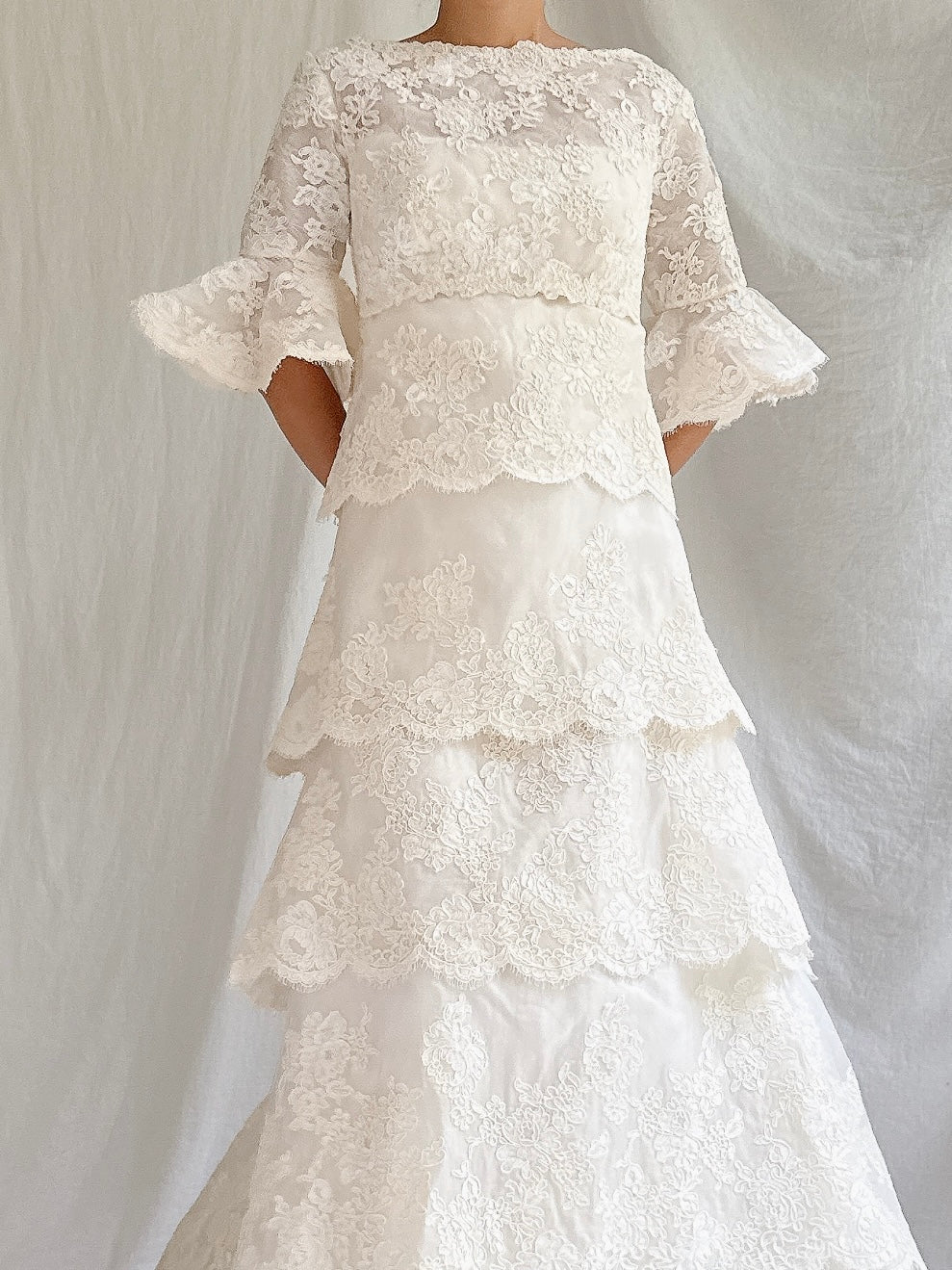 1960s Silk Organza & Lace Gown - M