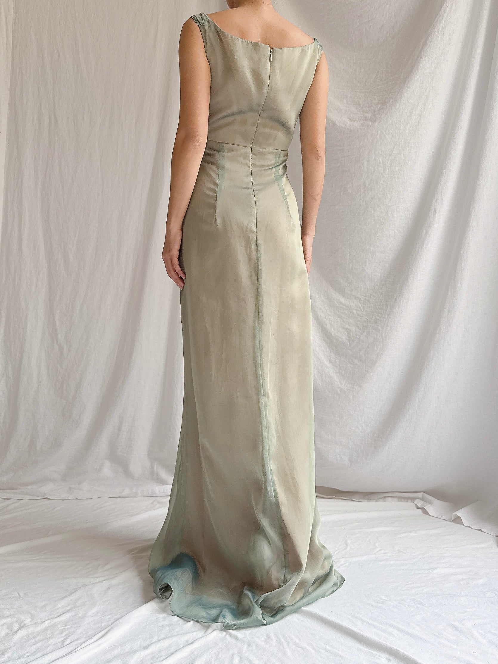 1990s Emanuelle Khanh Paris Seafoam Dress - S/6