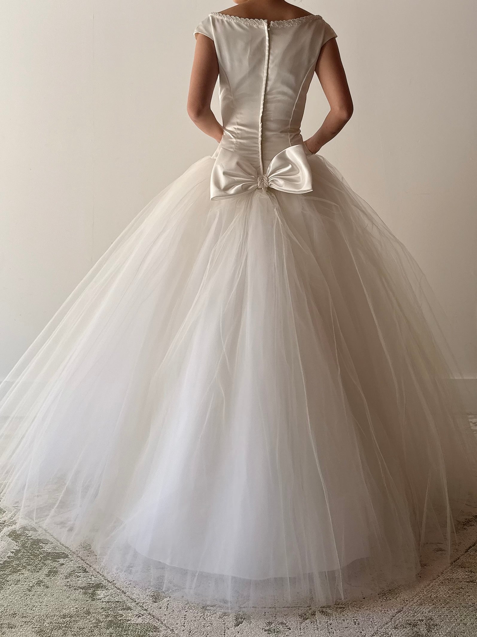 Vintage Satin Tulle Gown - M