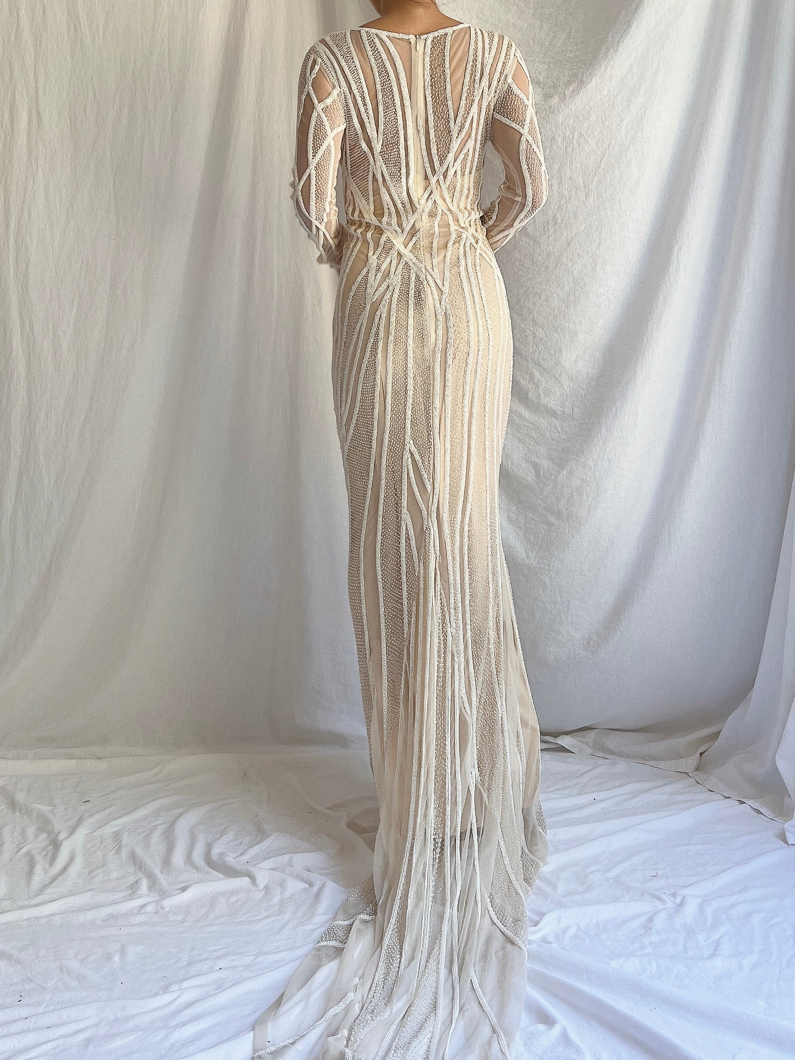 00 Tulle Beaded Gown - S