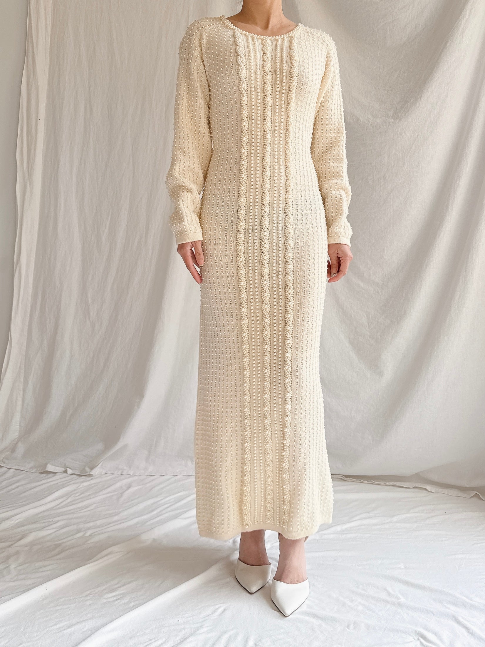 Vintage Nancy Johnson Pearl Knit Dress - S