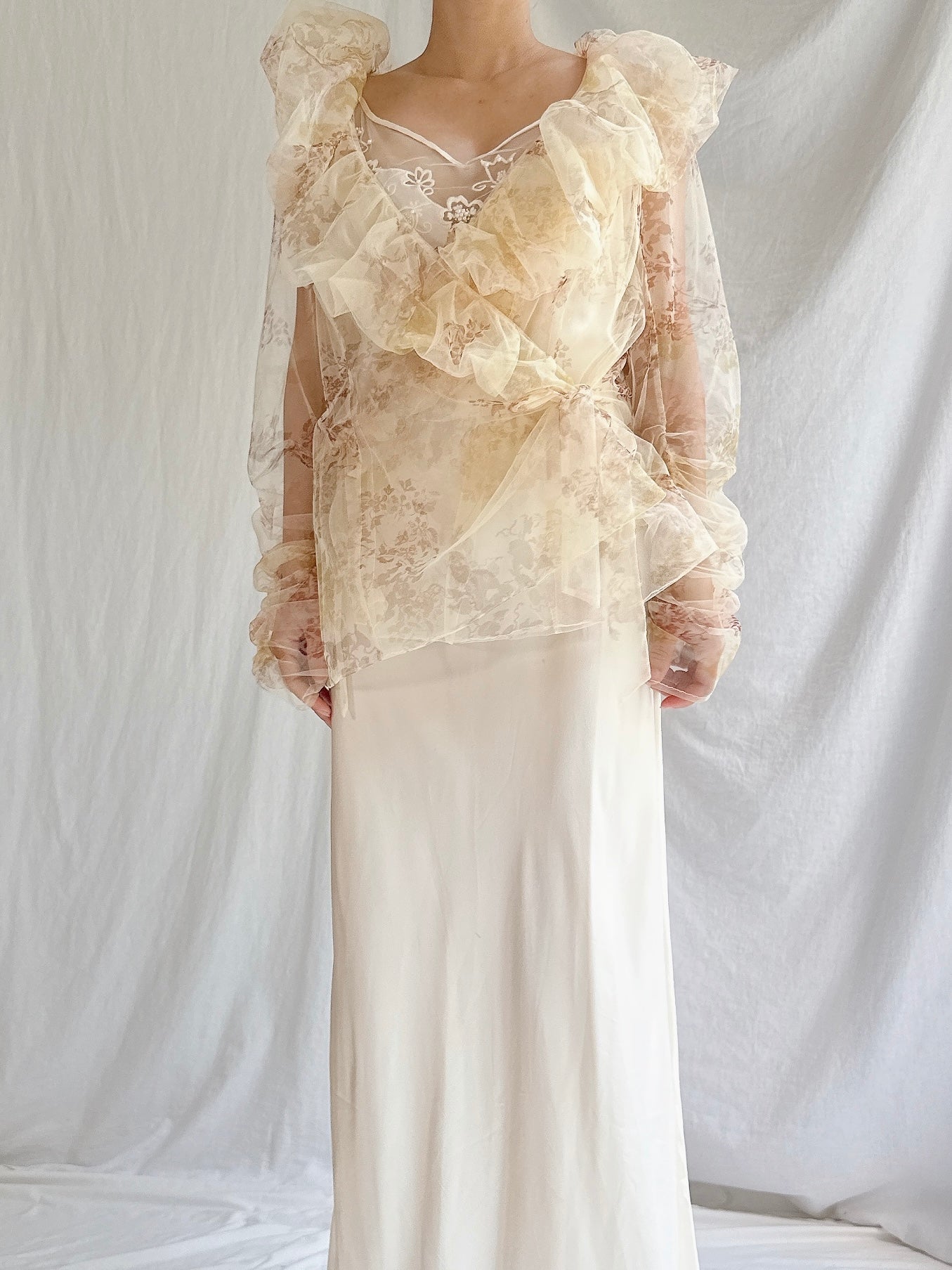 Vintage Paule Vasseur Sheer Tulle Floral Jacket - M/44