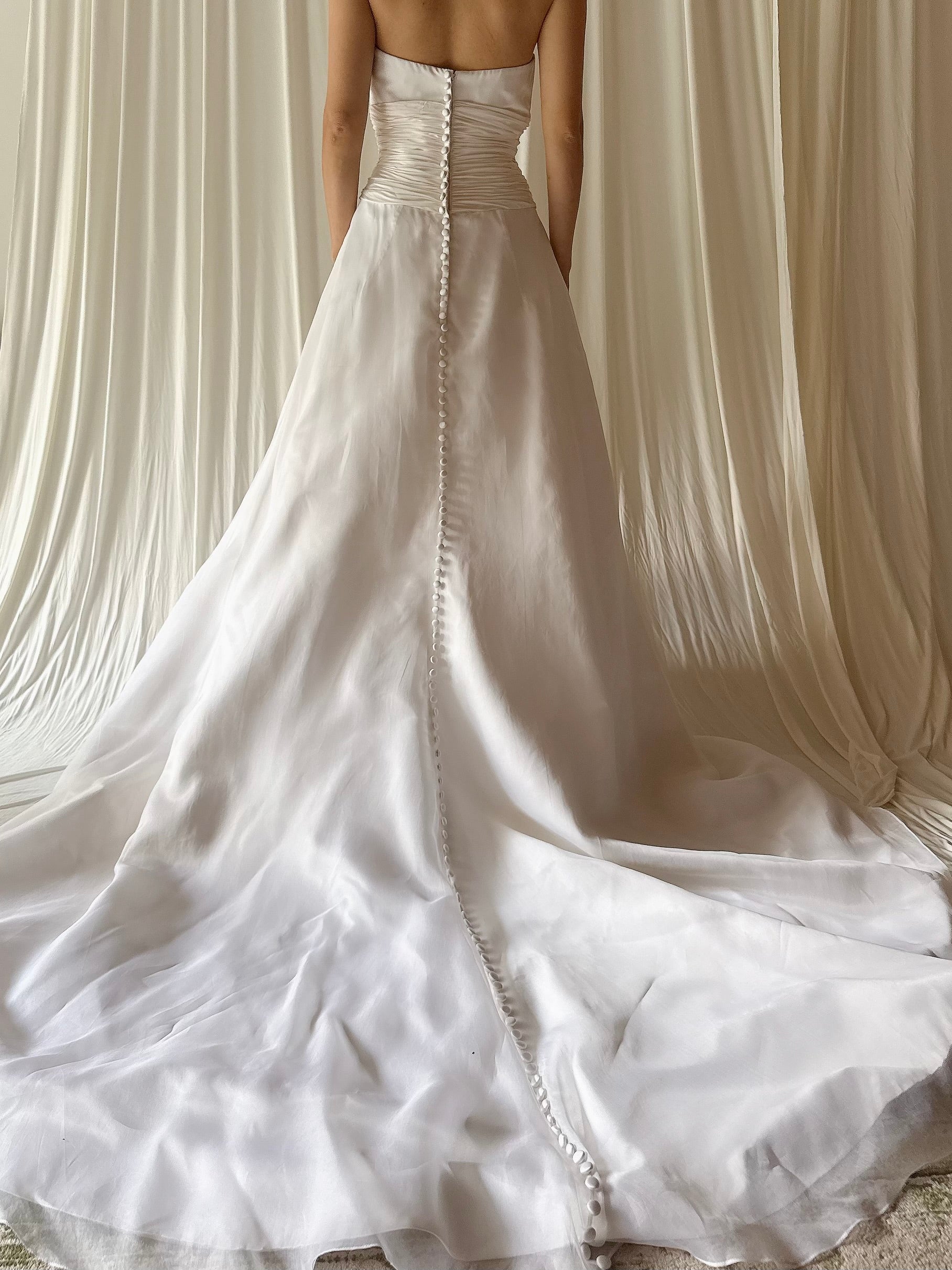 1990s Romona Keveza Silk Organza Gown - S