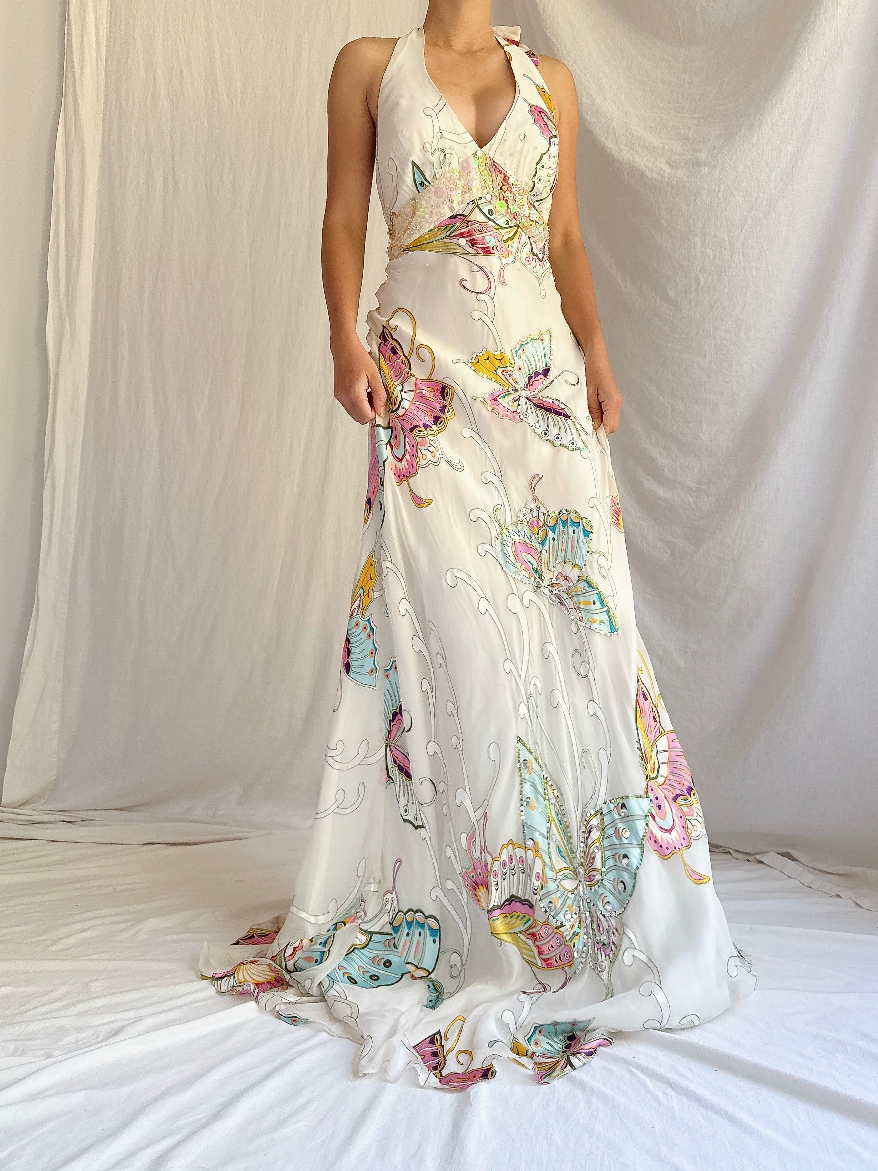 butterfly chiffon dress Vintage Chiffon Butterfly Gown