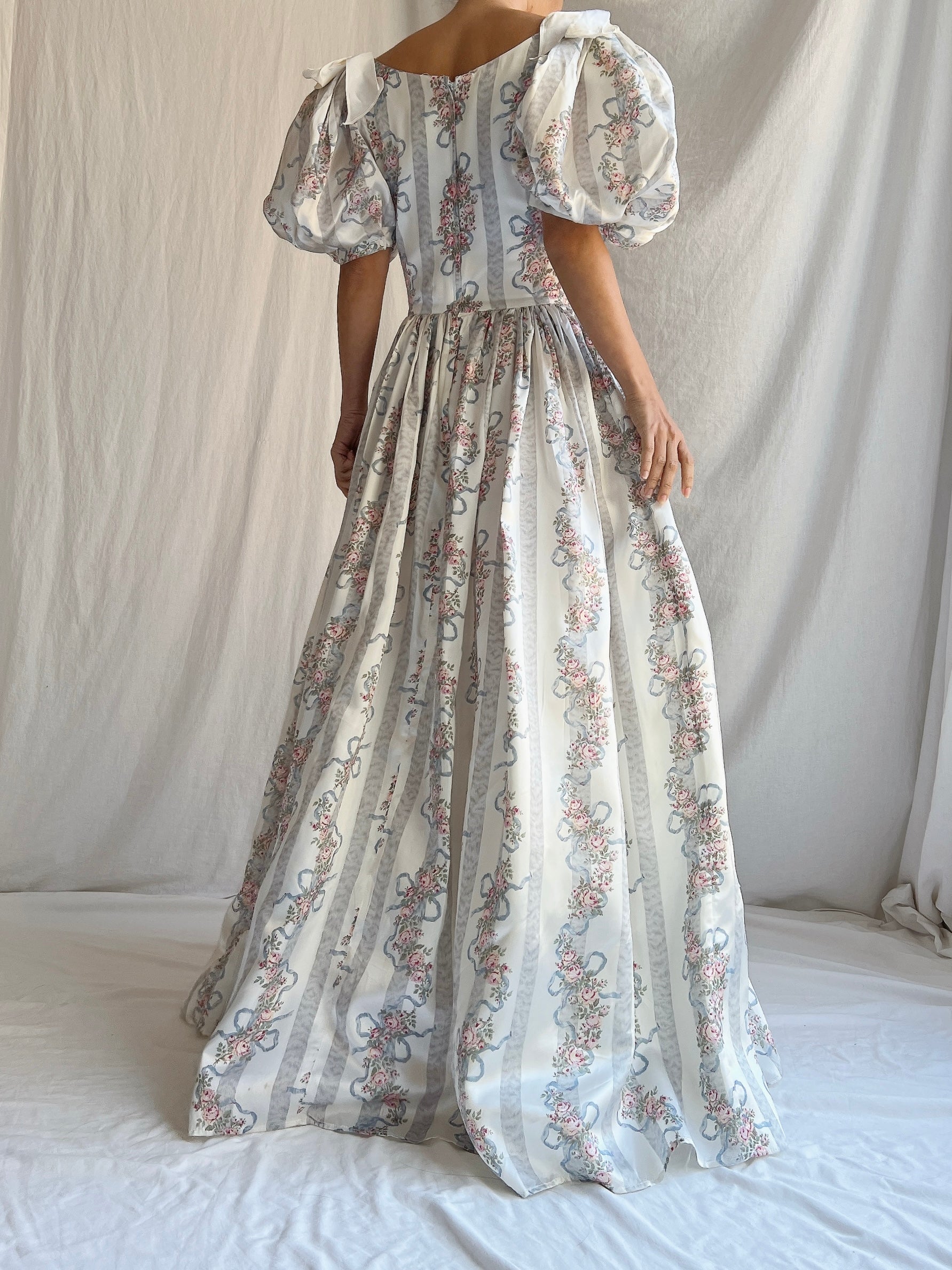 Gunne Sax Floral Puff Sleeve Gown - XS/5