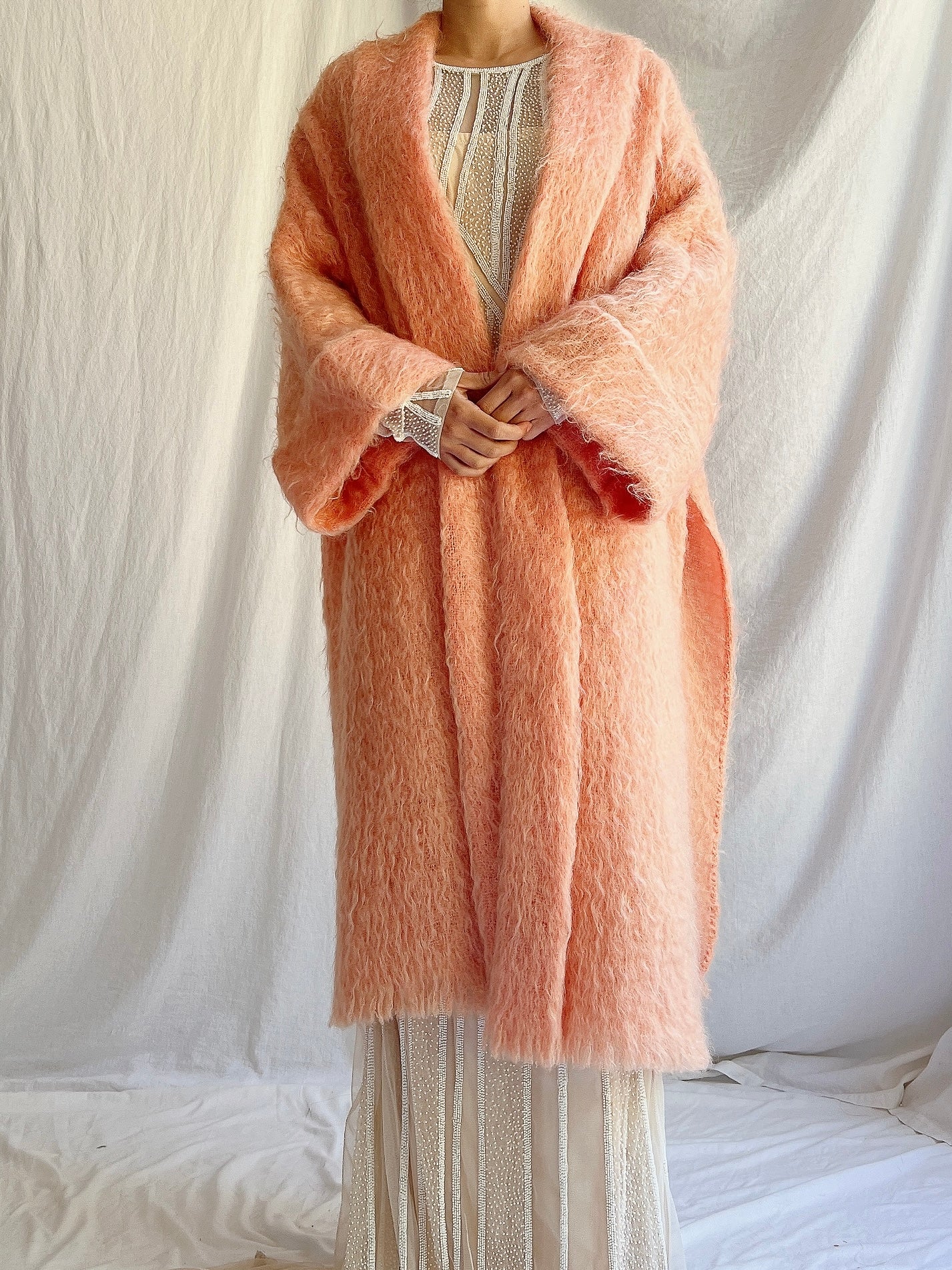 1950s Sherbet Mohair Coat - M