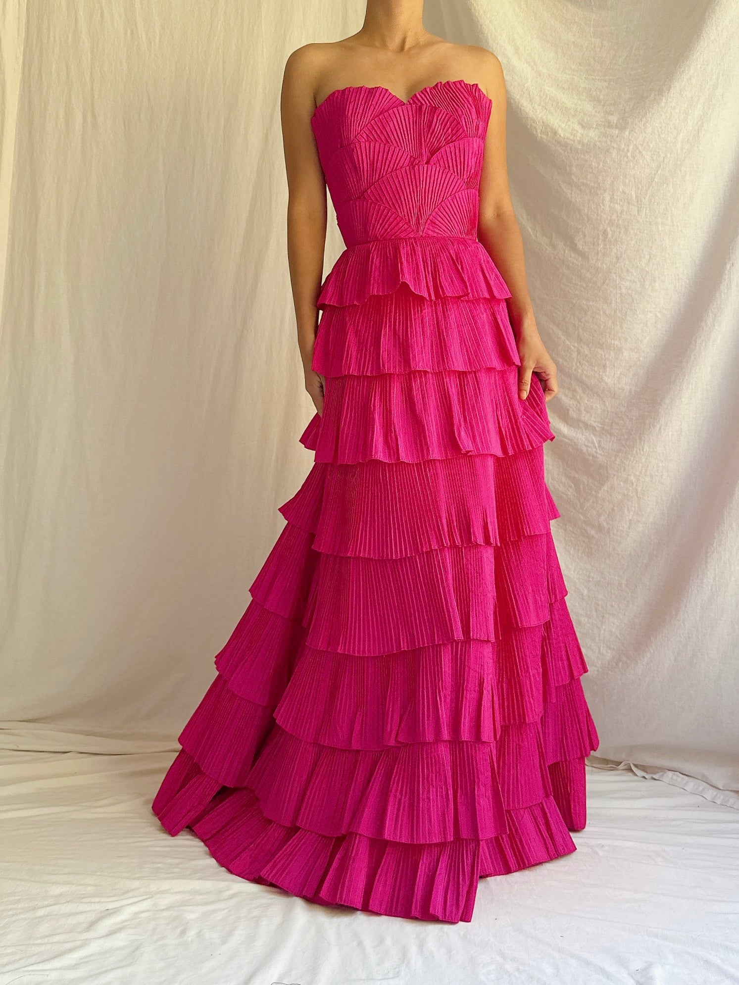 Vintage Saks 5th Ave Scalloped Silk Petal Dress - Size 4