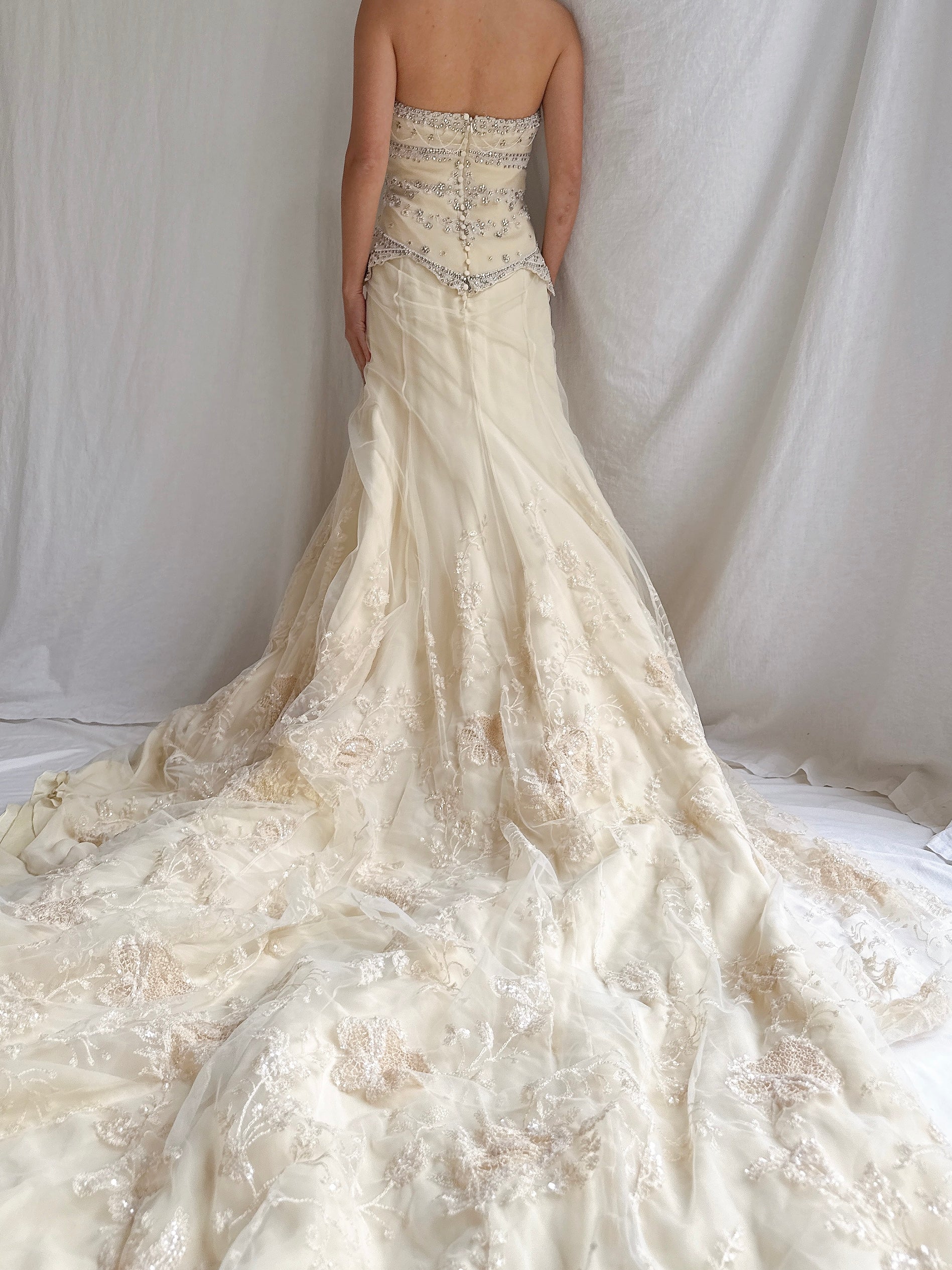 Vintage Badgley Mishka Couture Silk Embroidered Gown - M/6