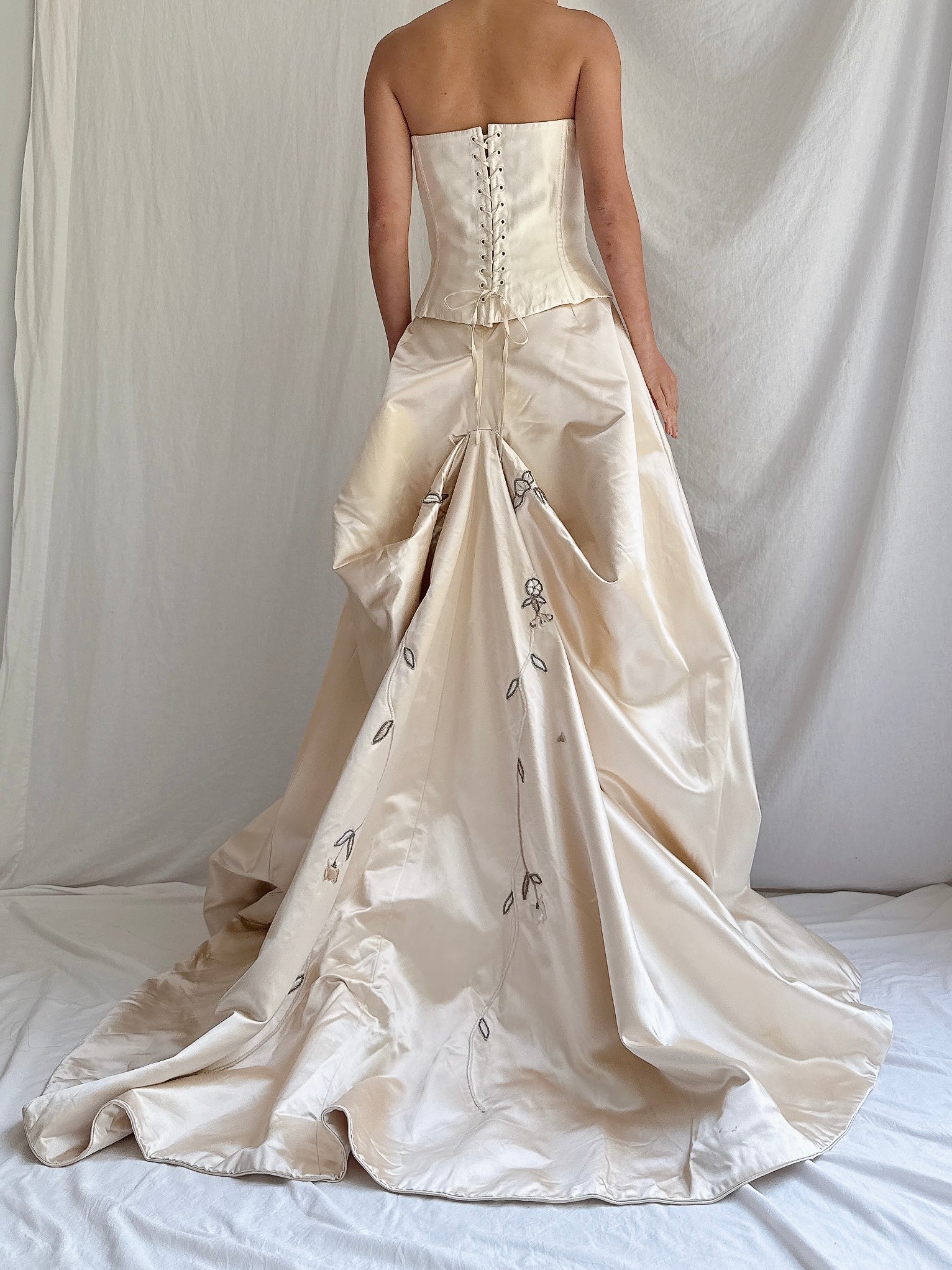 Vintage Eavis & Brown Skirt with Silk Bustier - M