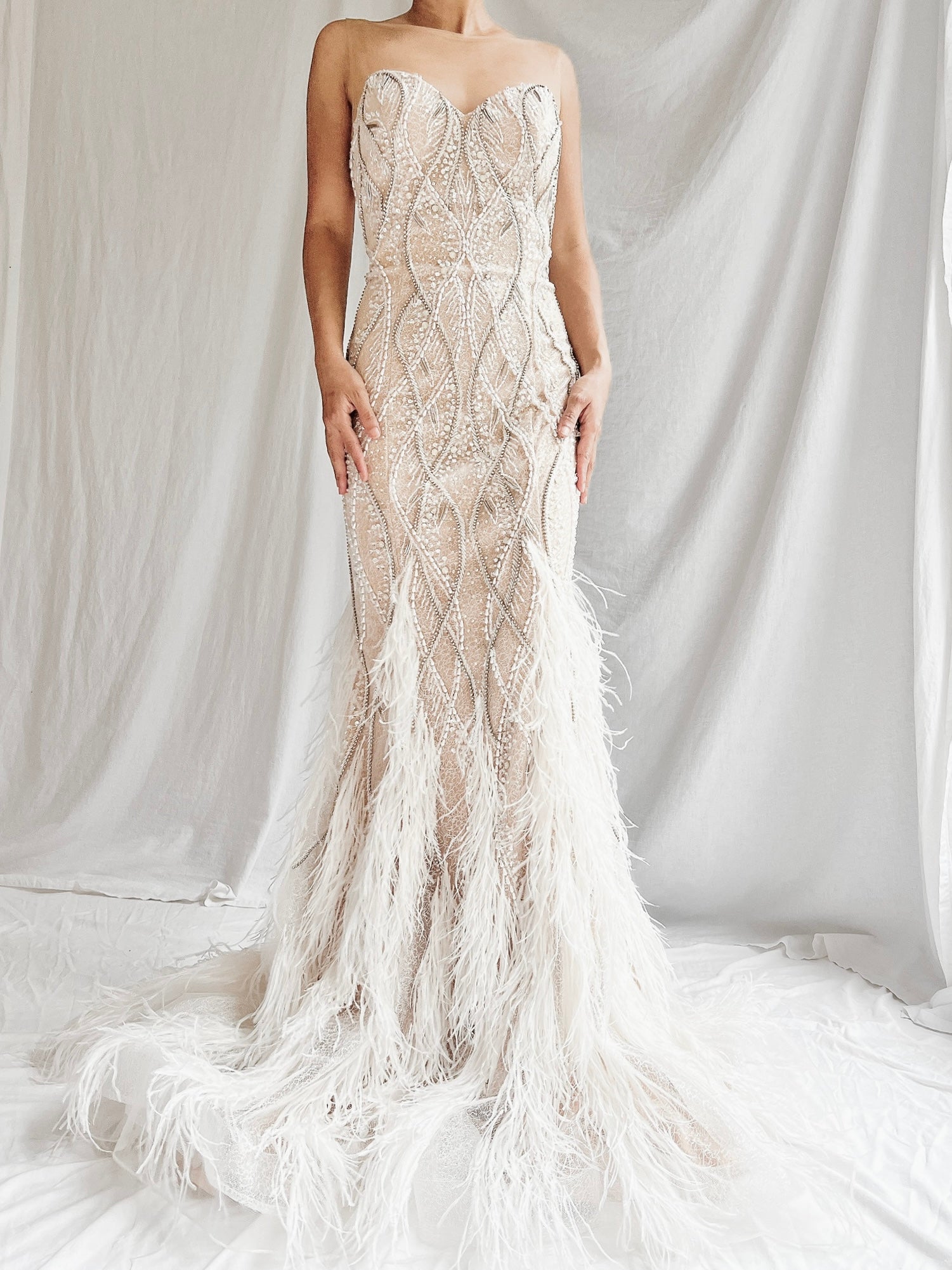 00 Beaded Feather Gown - S/6