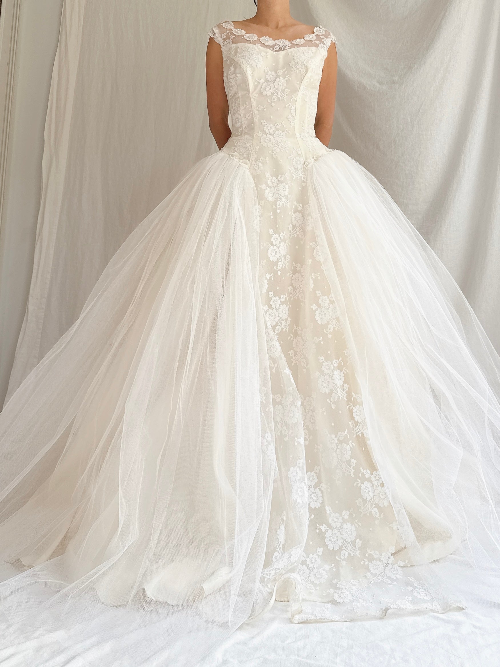 1950s Tulle and Lace Gown - XS