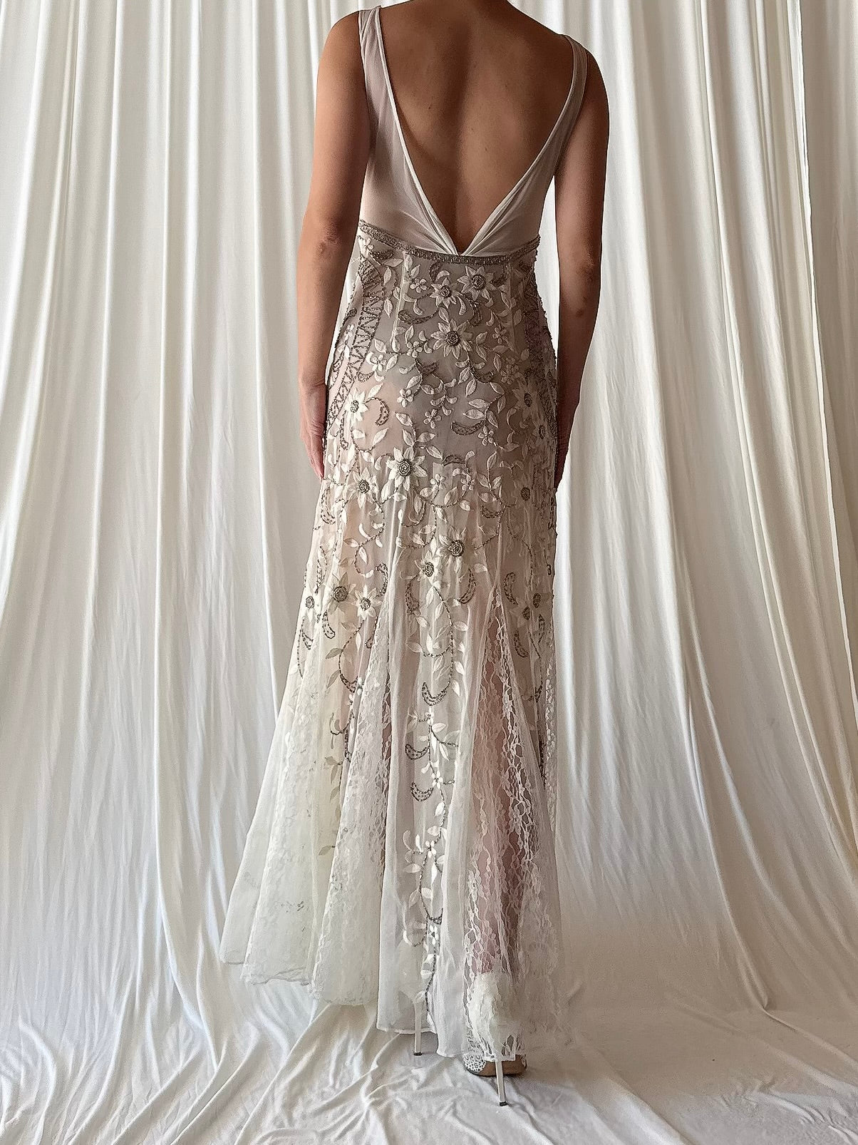 Vintage Embroidered Tulle Dress - 6/8