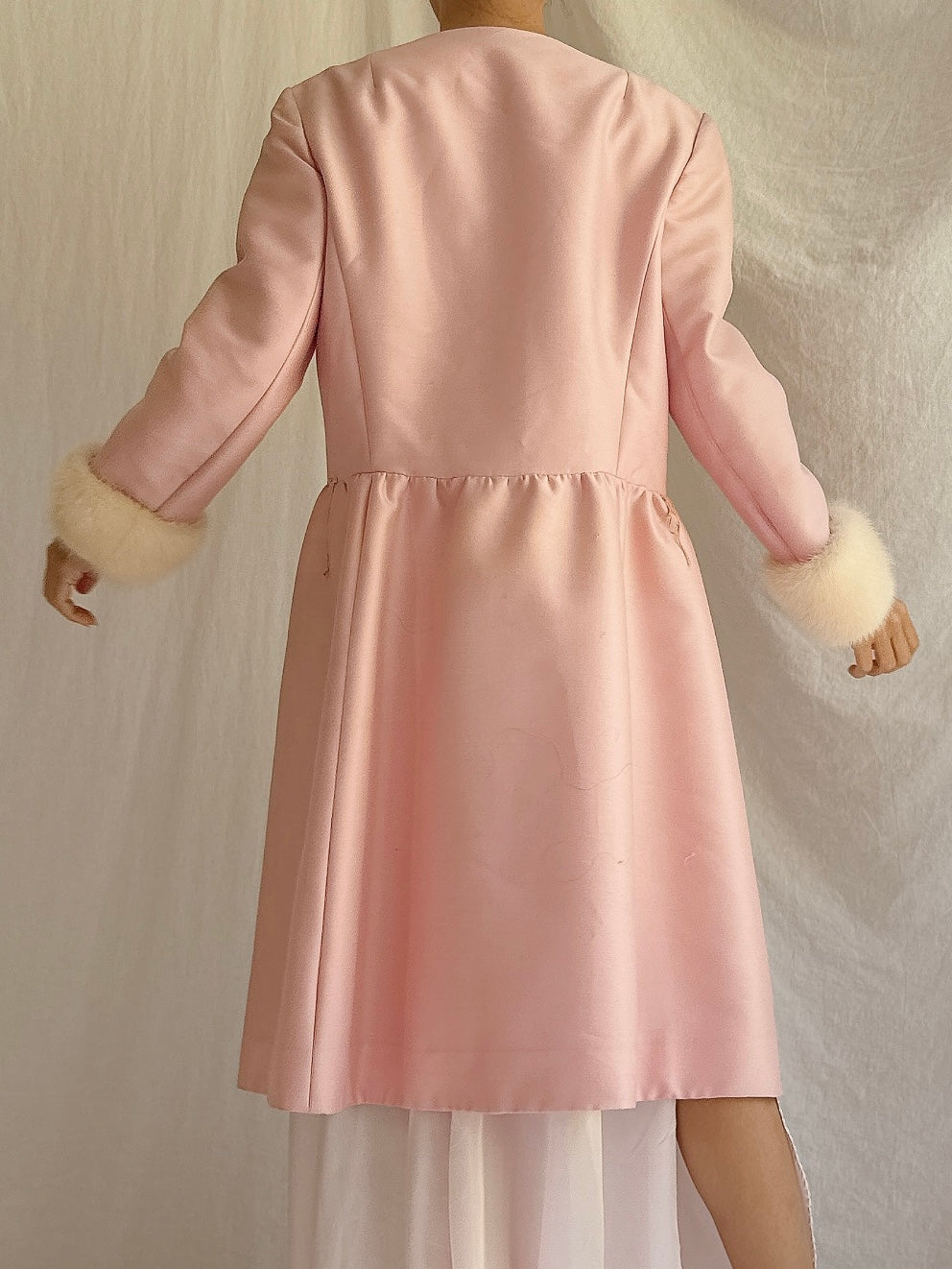 1969s Silk Wool Mink Cuff Coat - S
