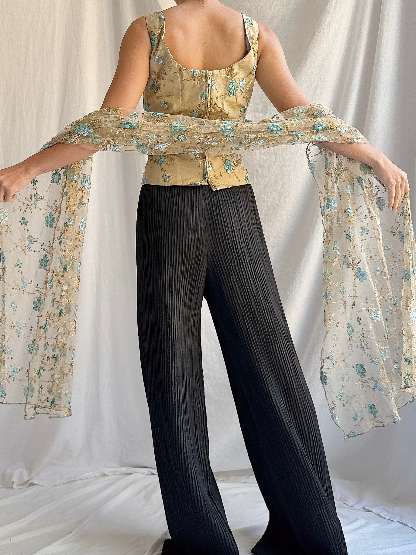 Vintage Paule Vasseur Top and Scarf - M