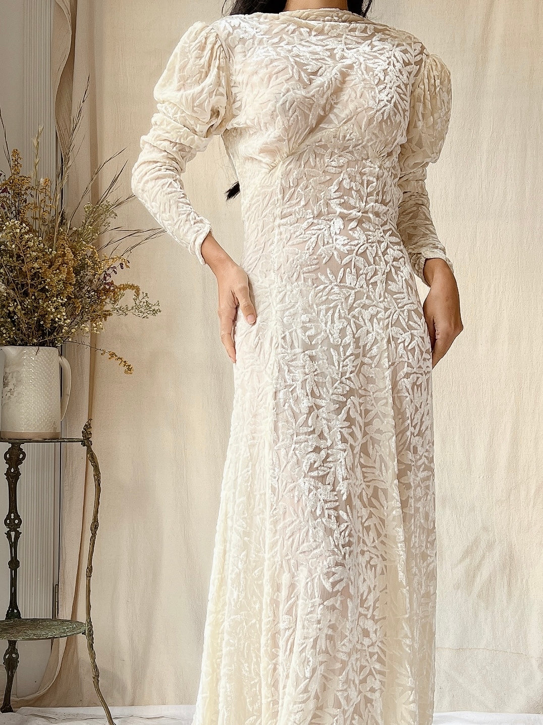 1930s Silk Velvet Devore Gown - XS