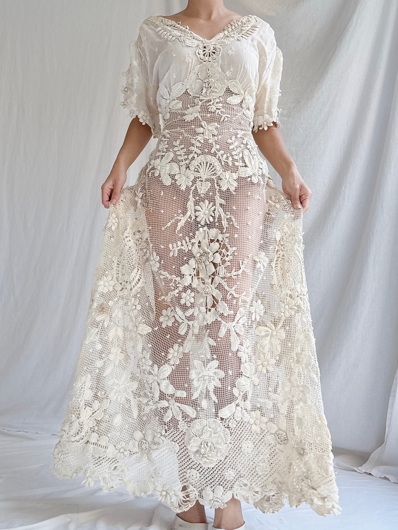 Antique Irish Lace Gown - S