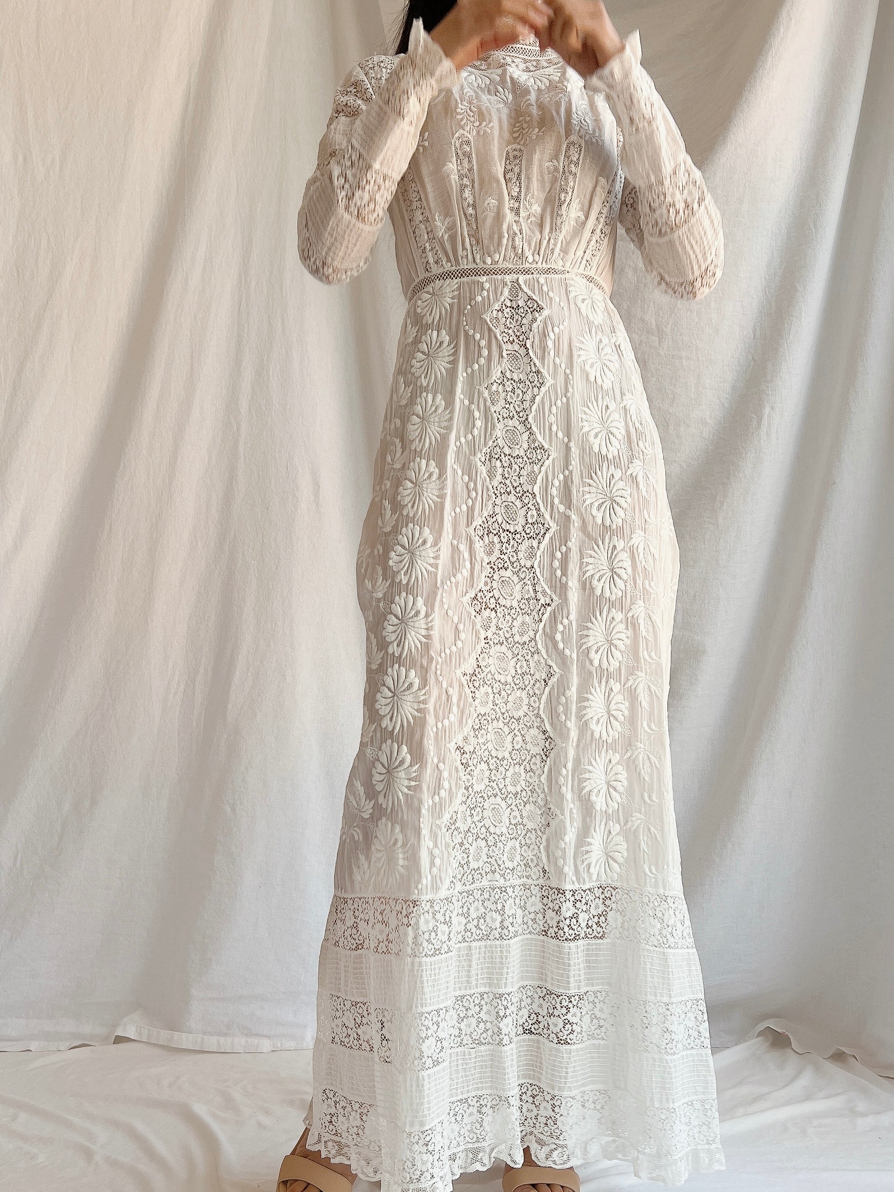 Antique Embroidered Lace Dress - XS | G O S S A M E R Antique Embroidered Lace Dress - XS | G O S S A M E R