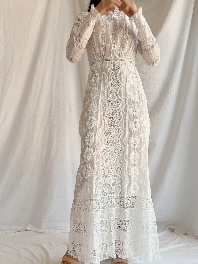 Antique Embroidered Lace Dress - XS | G O S S A M E R Antique Embroidered Lace Dress - XS | G O S S A M E R
