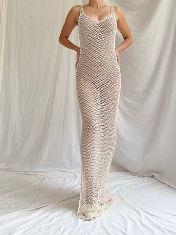 Vintage Crochet Beaded Dress - S/M
