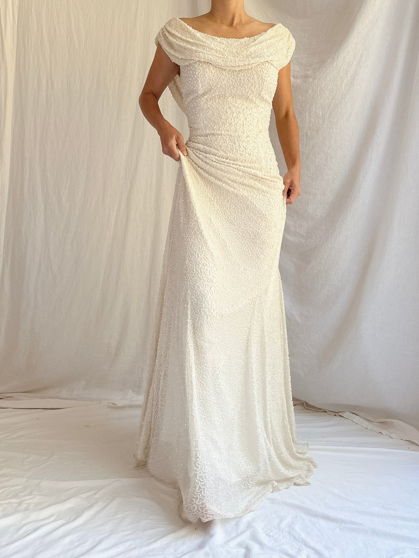 Vintage Silk Beaded Gown - S