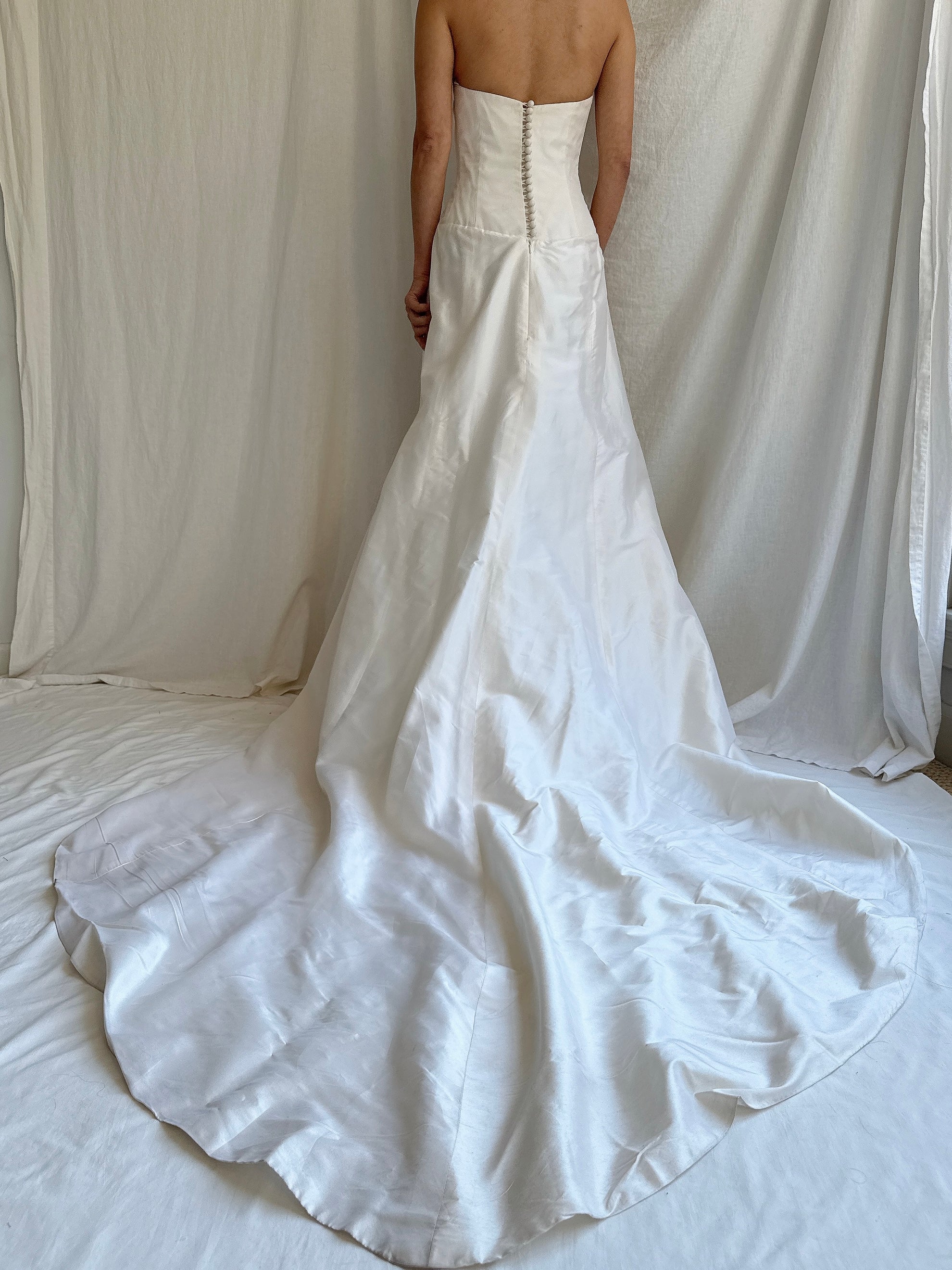 Vintage UK Silk Strapless Gown - M/L 8/10