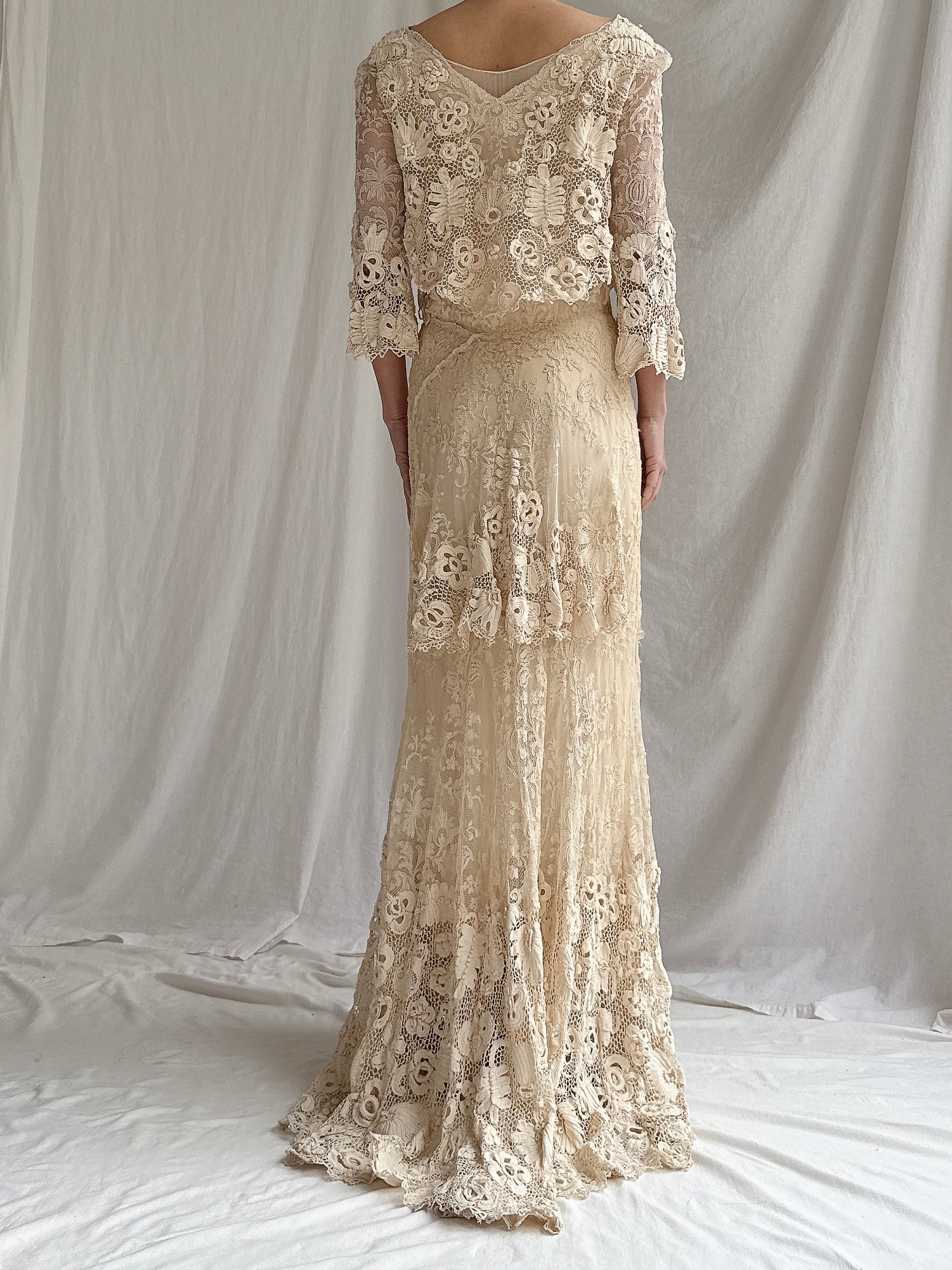 Antique French and Irish Lace Gown - XS