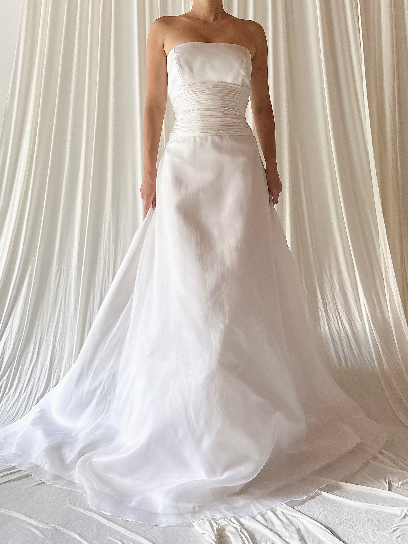 1990s Romona Keveza Silk Organza Gown - S