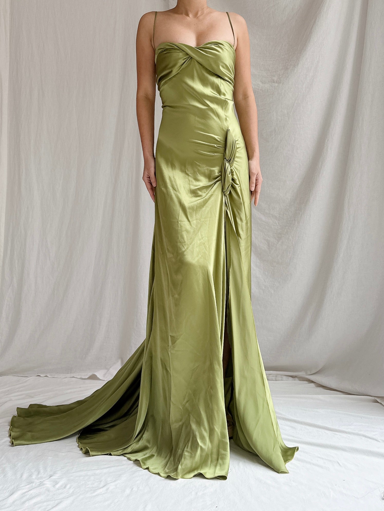 “RESERVED- DO NOT BUY” Vintage Moss Green Silk Charmeuse Gown - M/8