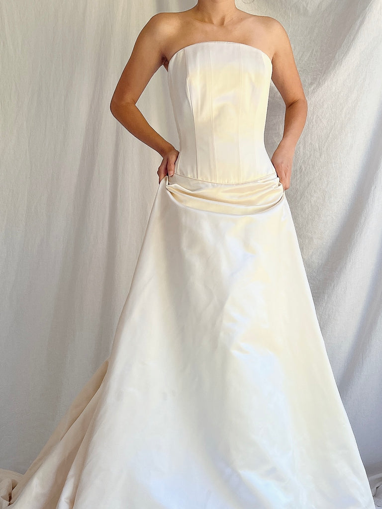 Vintage Silk Bustier Dropped Waist Gown - UK 16/ US 12 | G O S S A M E R Vintage Silk Bustier Dropped Waist Gown - UK 16/ US 12 | G O S S A M E R