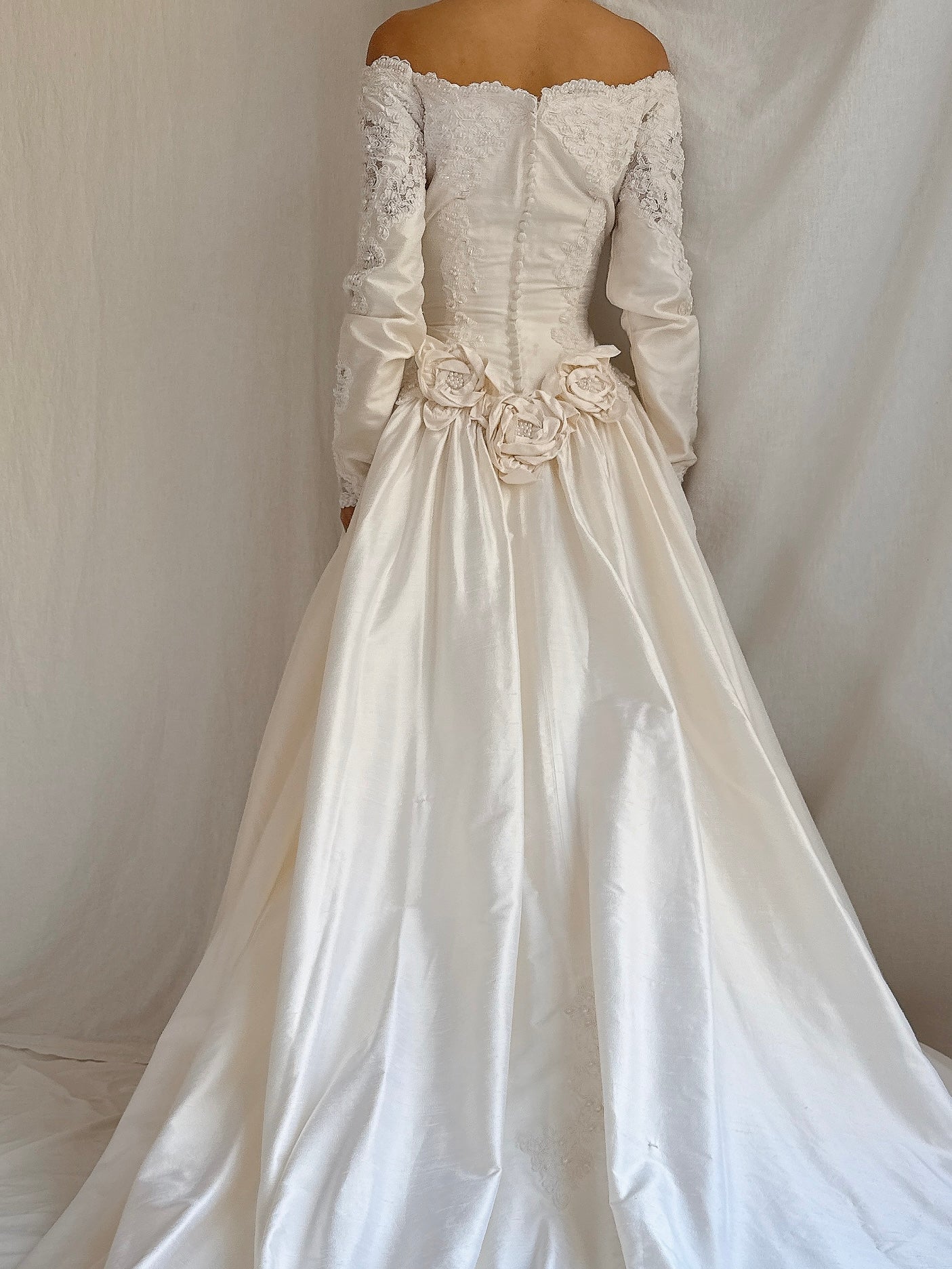 Vintage Long Sleeve Silk Gown - S