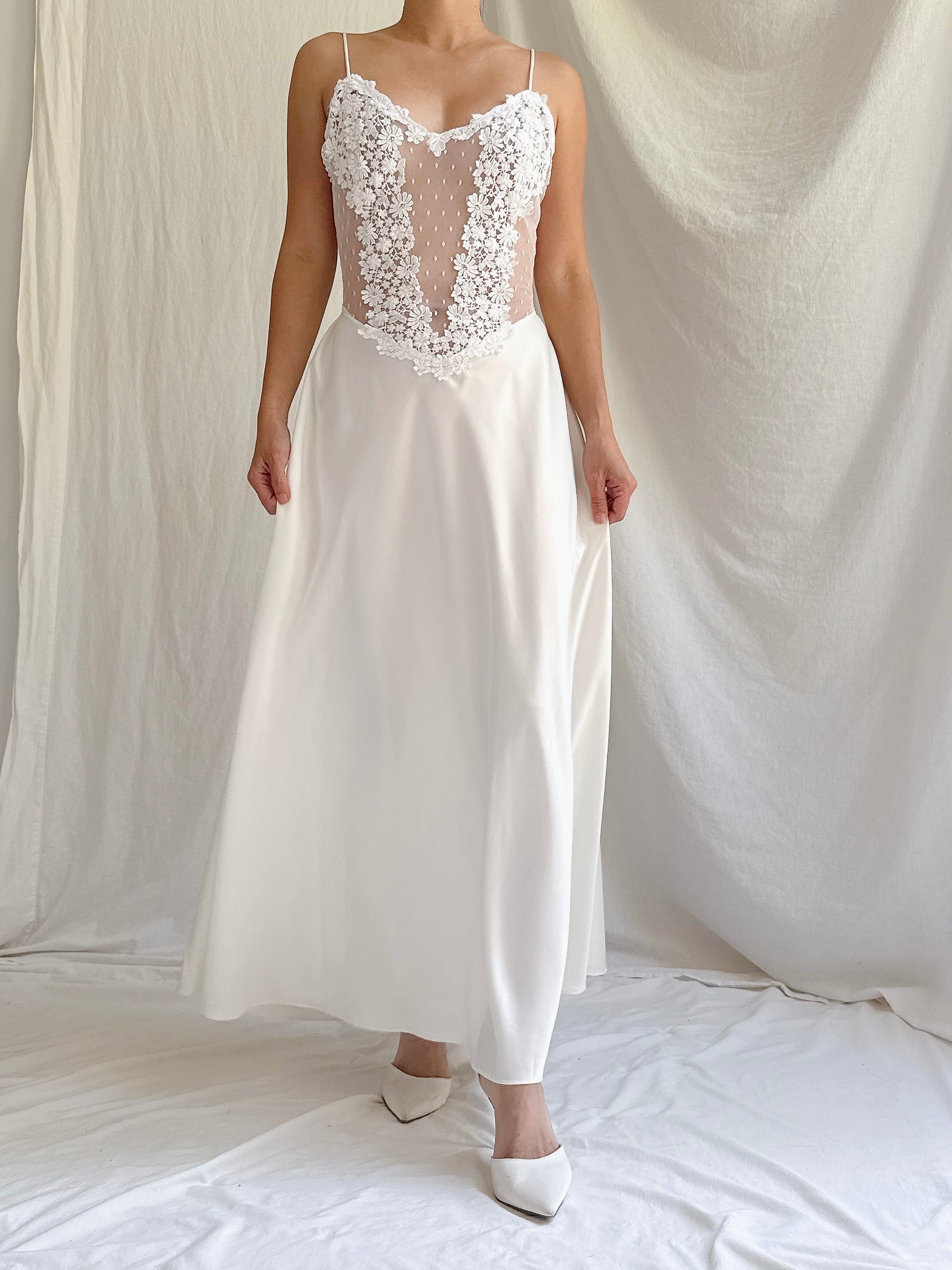 Vintage Sheer Midi Slip Dress - S/M