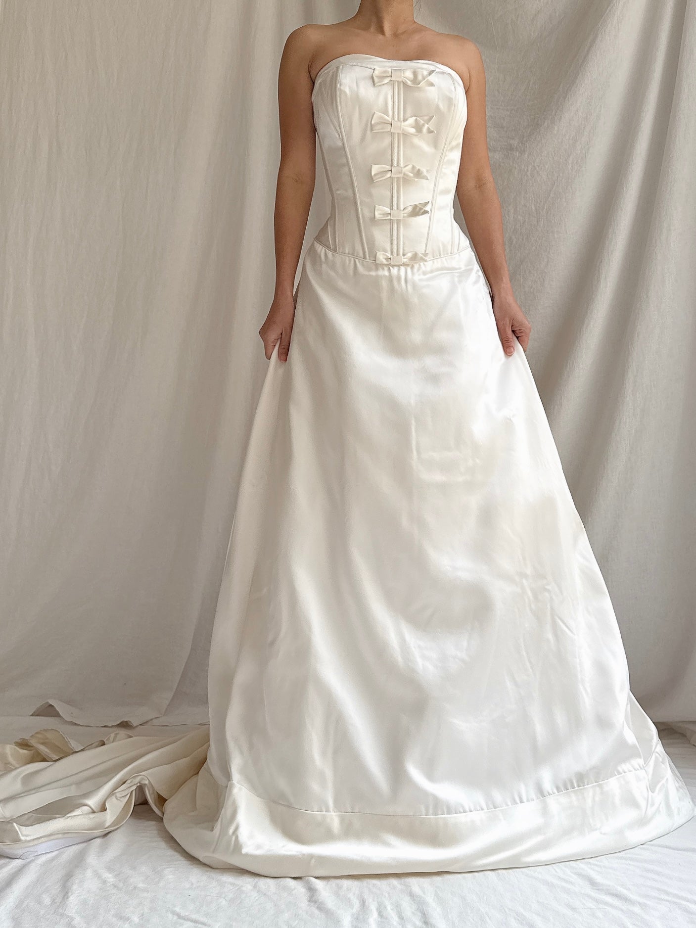 Vintage Randy Fenoli Silk and Satin Strapless Dress - M