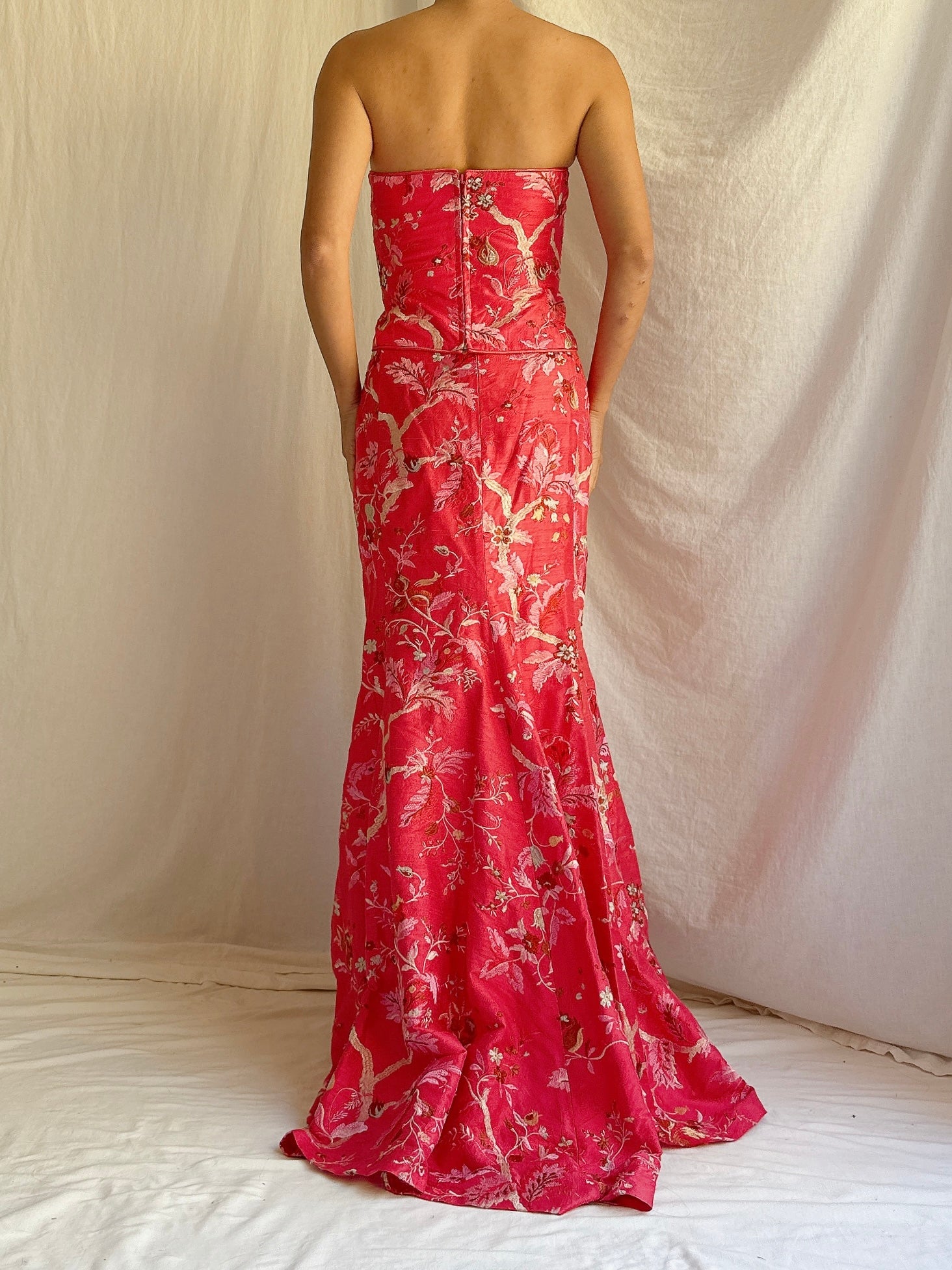 Paul Vasseur Magenta Silk Embroidered 2 Piece Set - FR48/US14