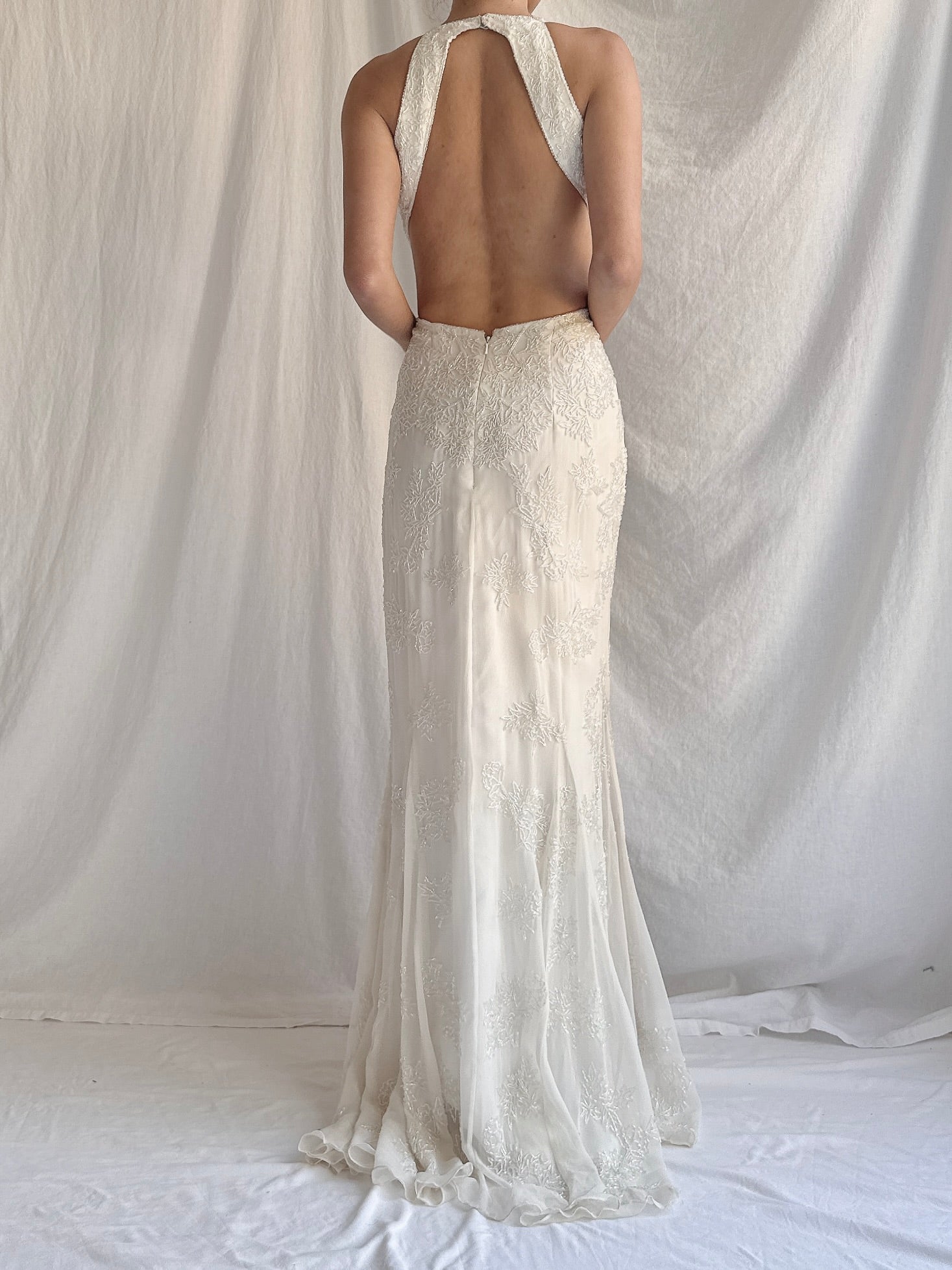 RESERVED 1990s Silk Beaded Gown - M