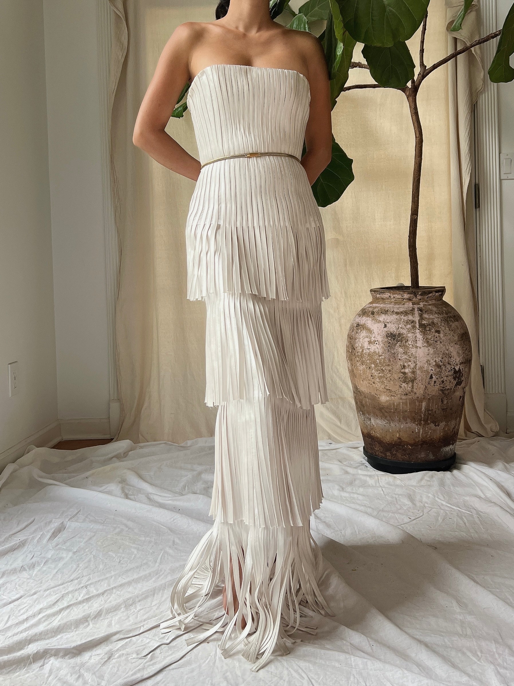 Vienna Prom 8846 Sequined Velvet Fringe V Neckline Long Prom Dress Hig –  Glass Slipper Formals