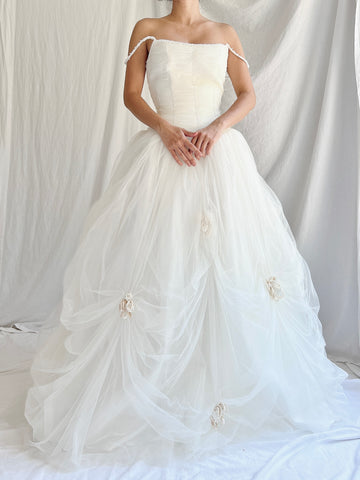 1990s Tulle Ruched Gown - S/8