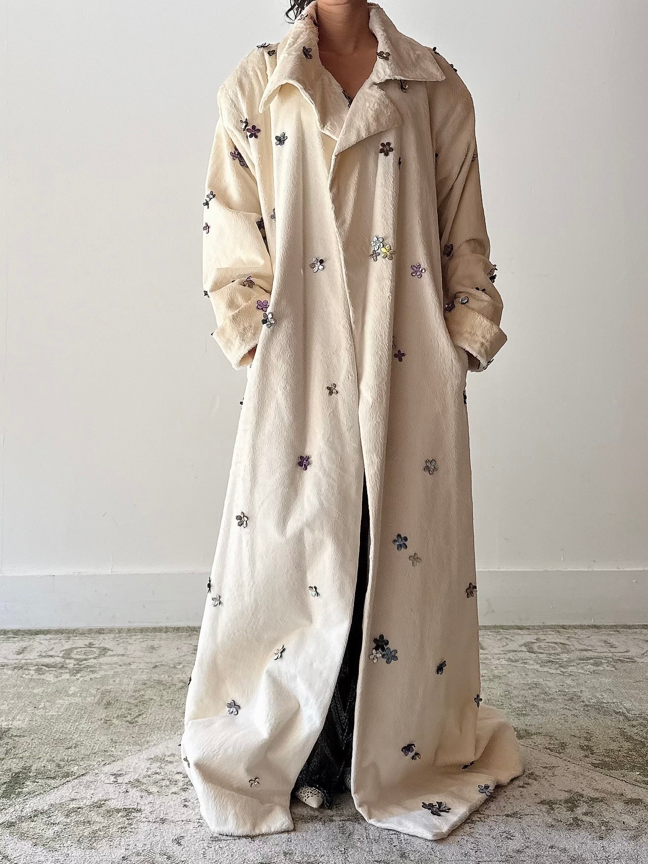 Vintage Ben de Lisi Flower Silk Textured Duster - US10