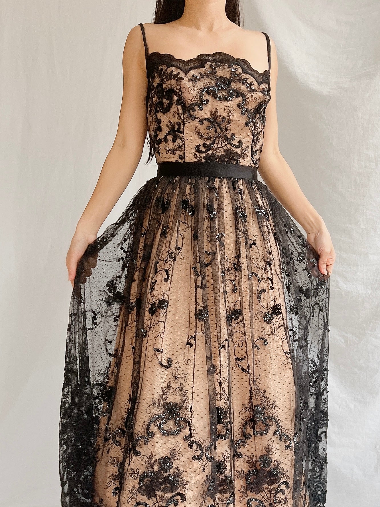 Vintage Nude and Black Lace Dress - S | G O S S A M E R Vintage Nude and Black Lace Dress - S | G O S S A M E R