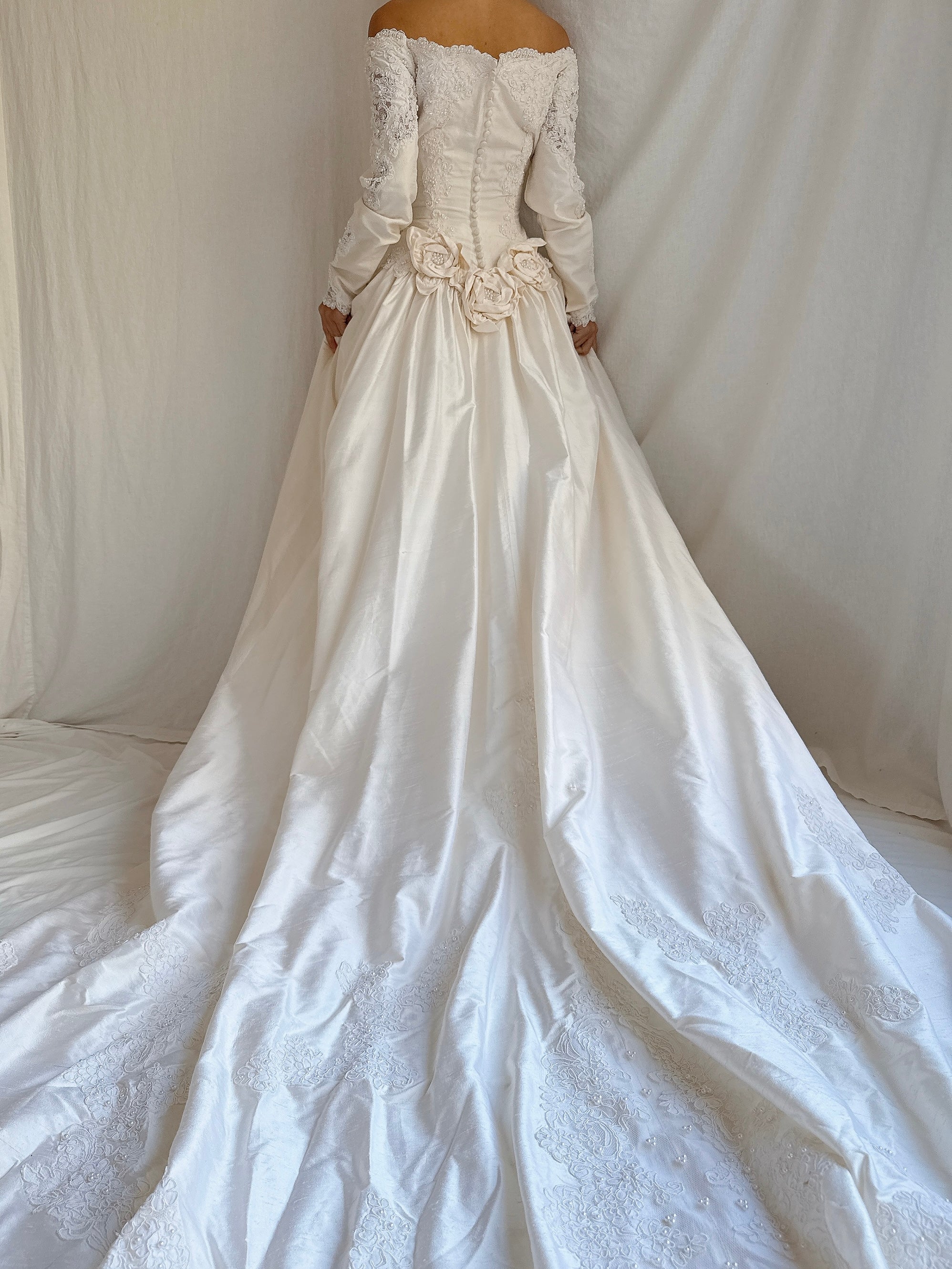 Vintage Long Sleeve Silk Gown - S