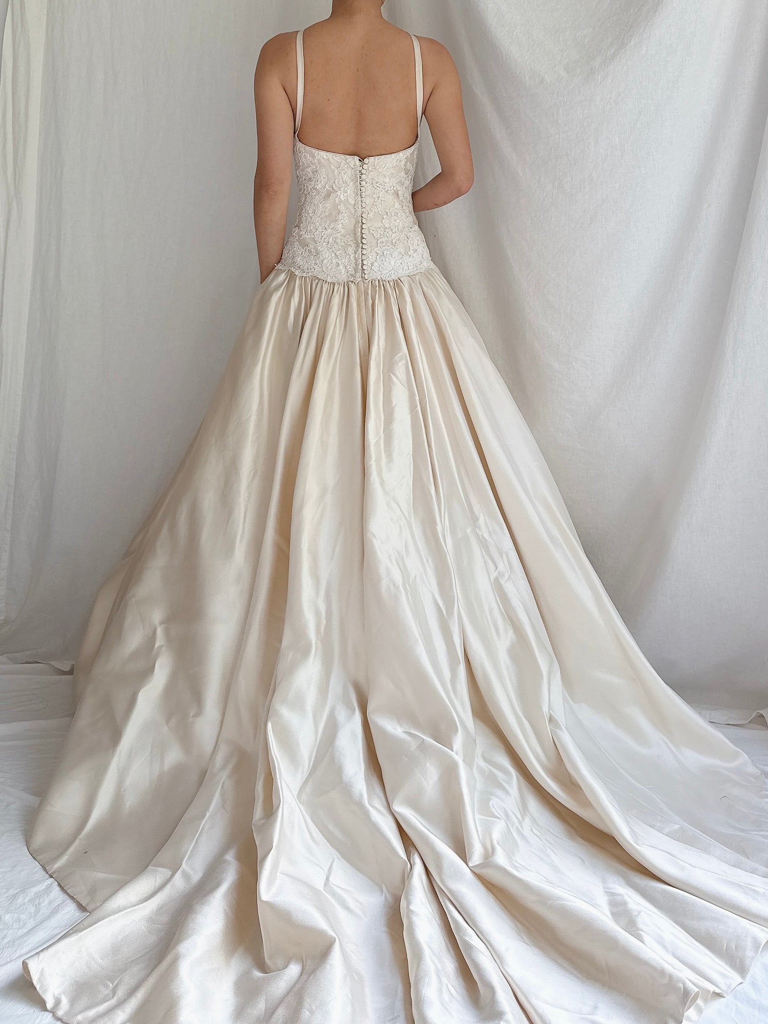 Vintage Halter Dropped Waist Gown - M