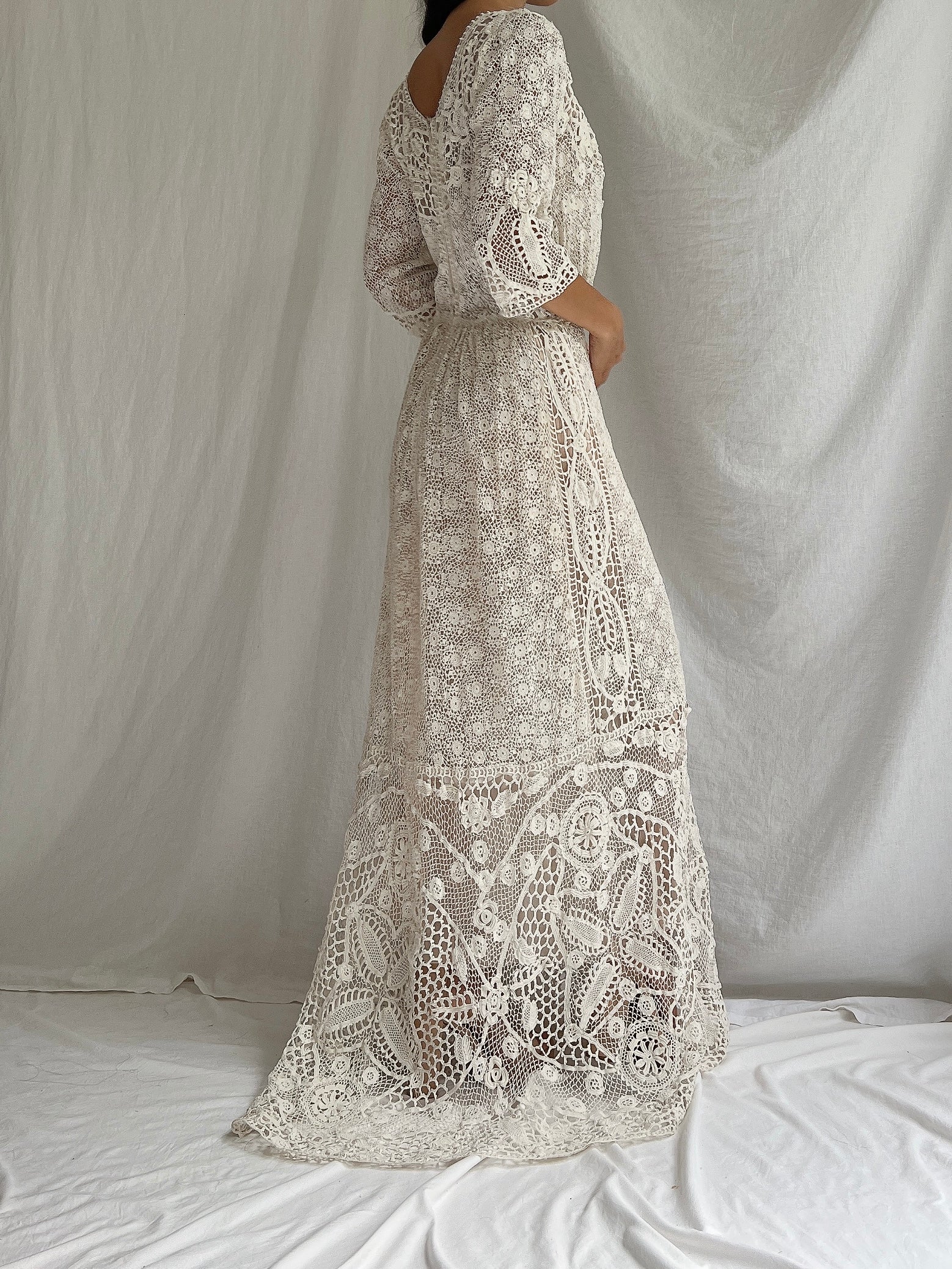 Antique Irish Crochet Dress - S