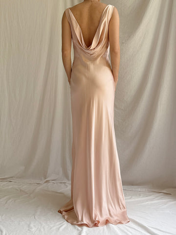 Vintage Pink Silk Slip Dress - S