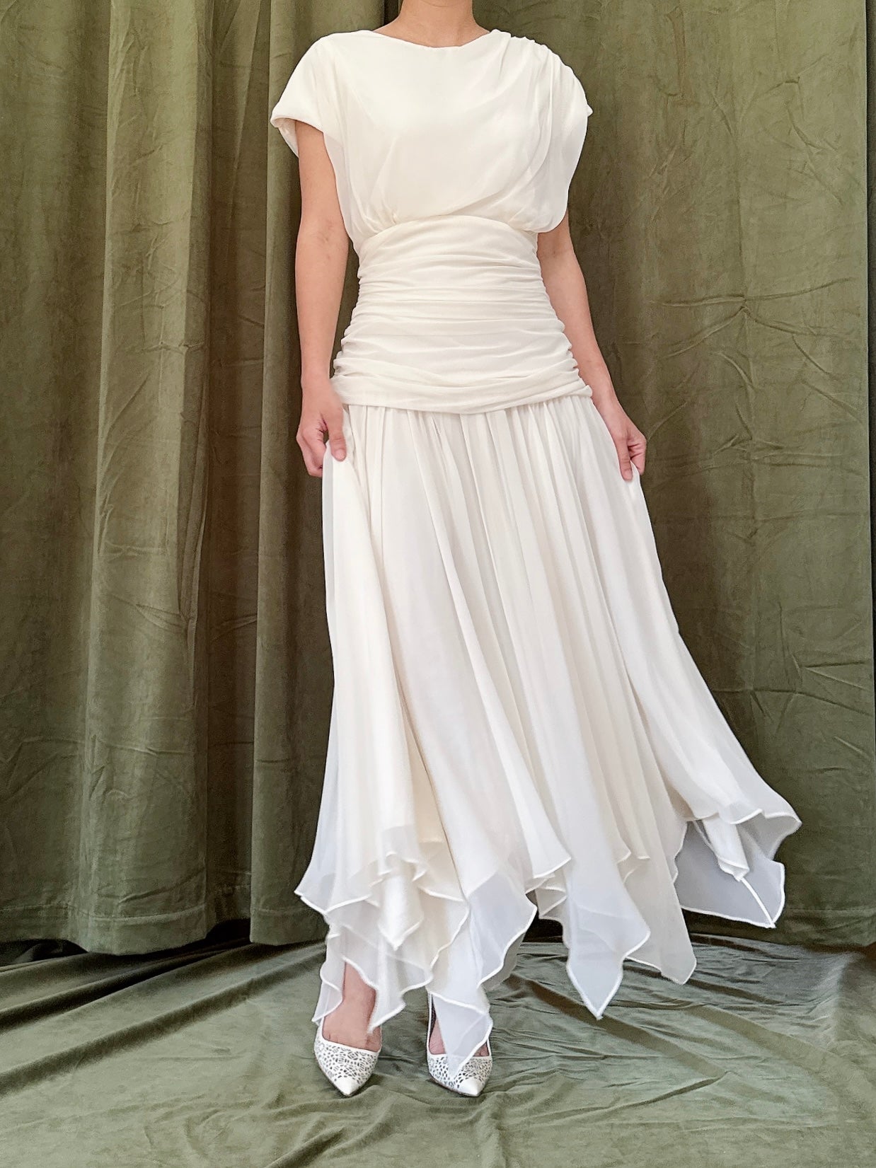 white handkerchief dress Vintage Handkerchief Hem Dress - S/M