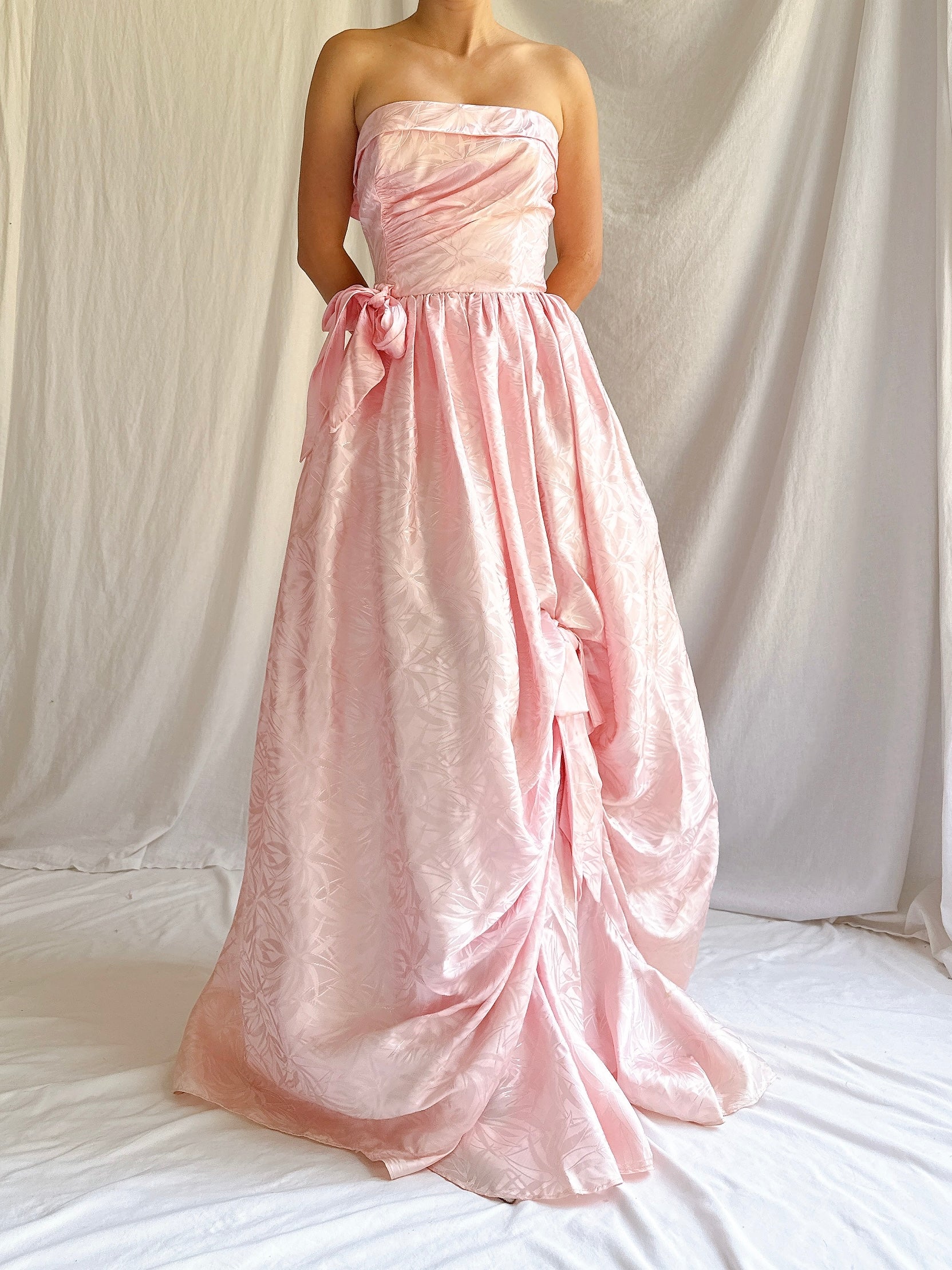 Vintage Satin Draped Gown - S/4