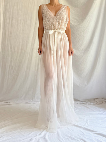 1960s Crystal Pleated Sheer Slip - S