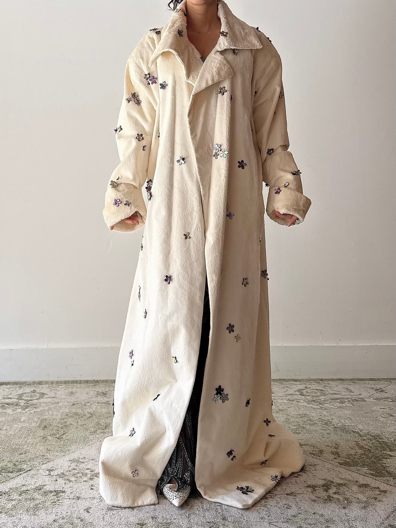 Vintage Ben de Lisi Flower Silk Textured Duster - US10