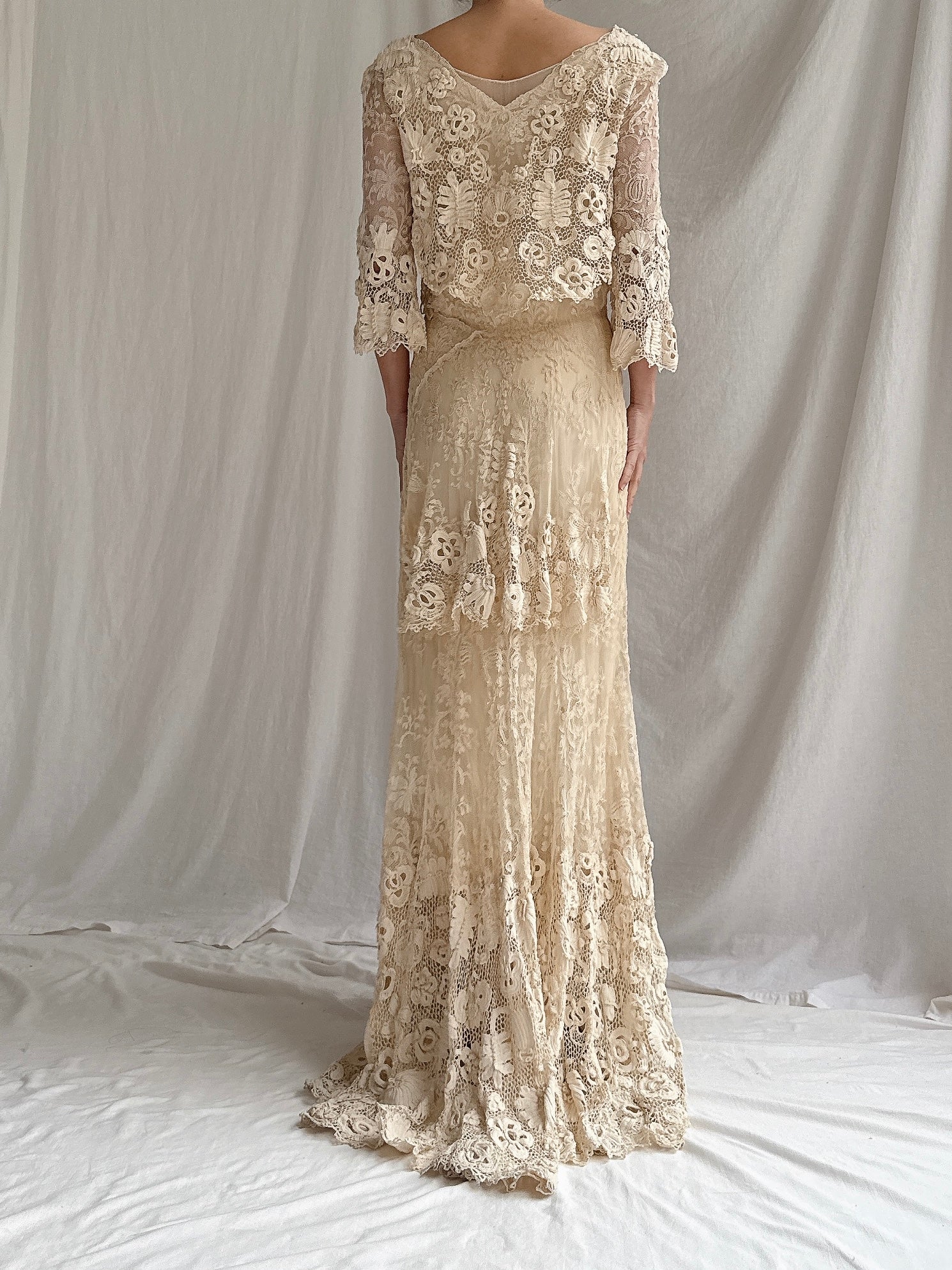 Antique French and Irish Lace Gown - XS